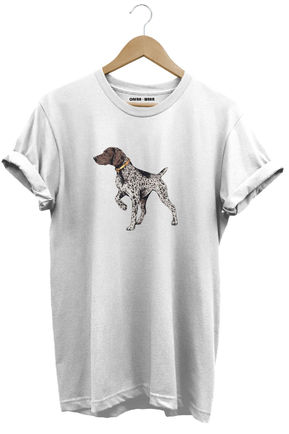 MODA Avcılık Hunting Pointer Av Köpeği Baskılı Doğa Vahşi Yaşam %100 Pamuk Regular Fit T-Shirt