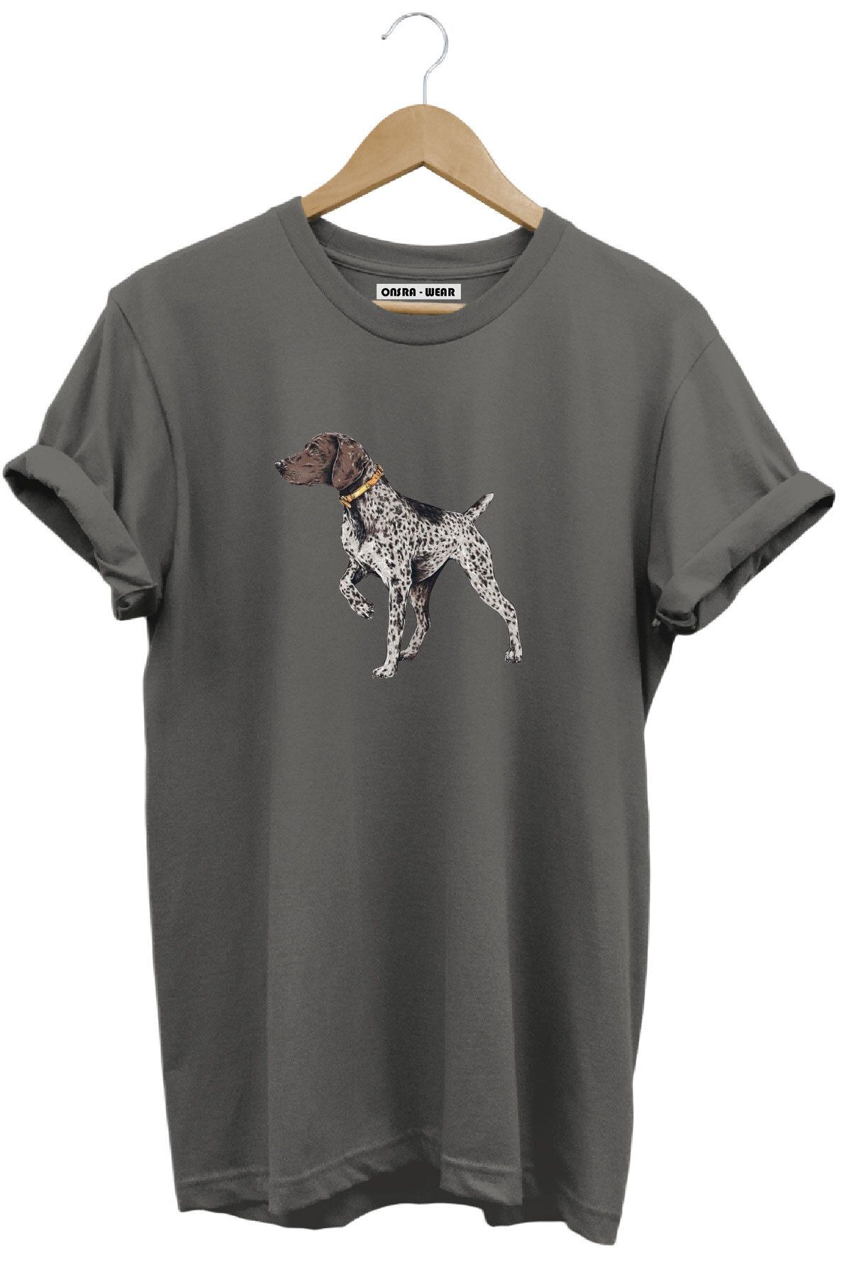 MODA Avcılık Hunting Pointer Av Köpeği Baskılı Doğa Vahşi Yaşam %100 Pamuk Regular Fit T-Shirt