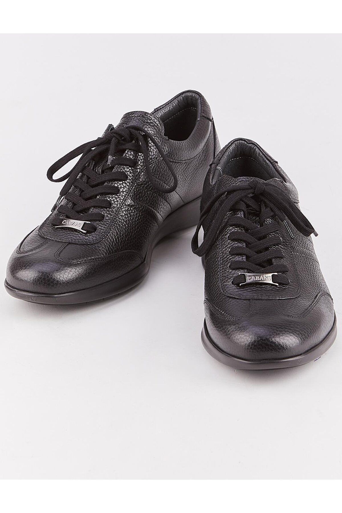 Cabani-Genuine Leather Black Lace Up Side Stitching Motif Men's Casual Shoes 4