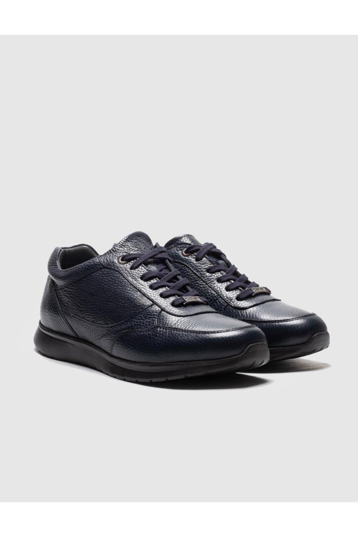 Cabani-Genuine Leather Navy Blue Lace-Up Men's Sports Shoes 2