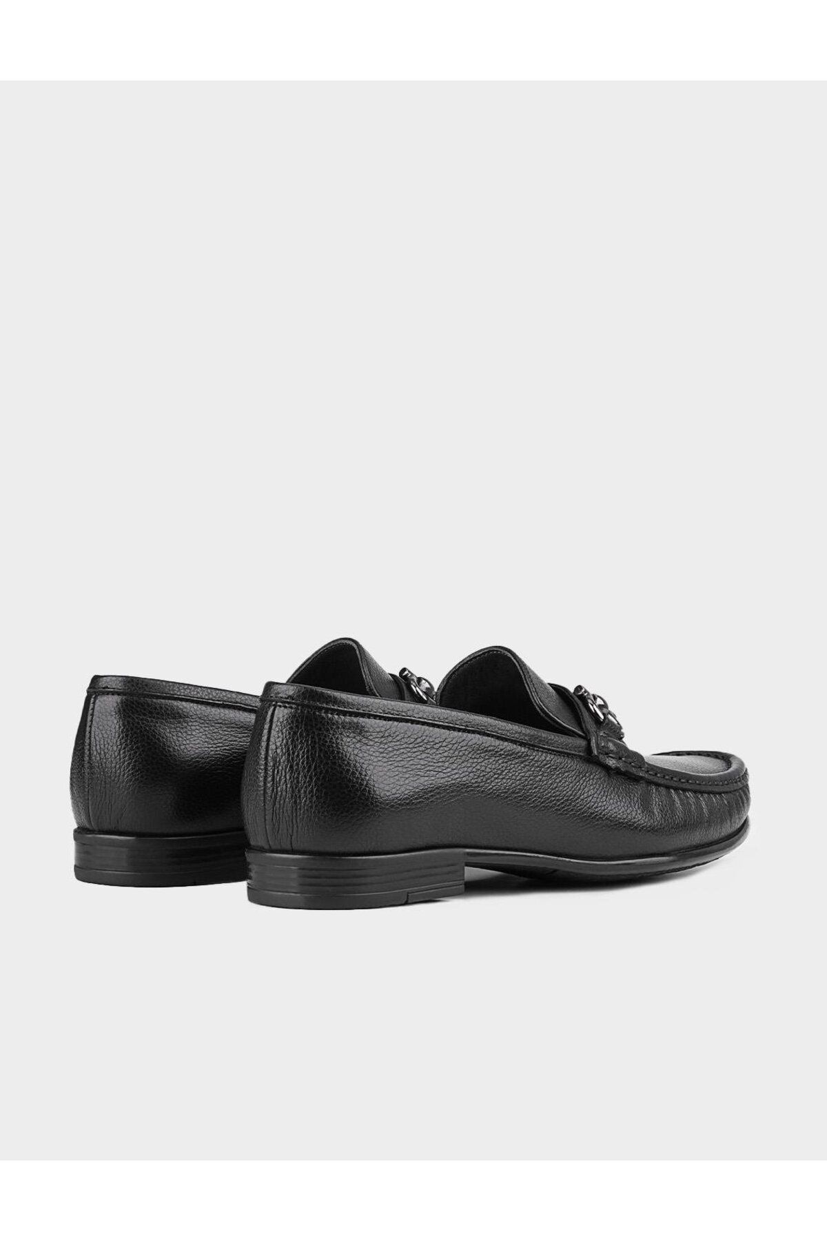 Cabani-Genuine Leather Black Men's Shoes with Metal Accessories 3