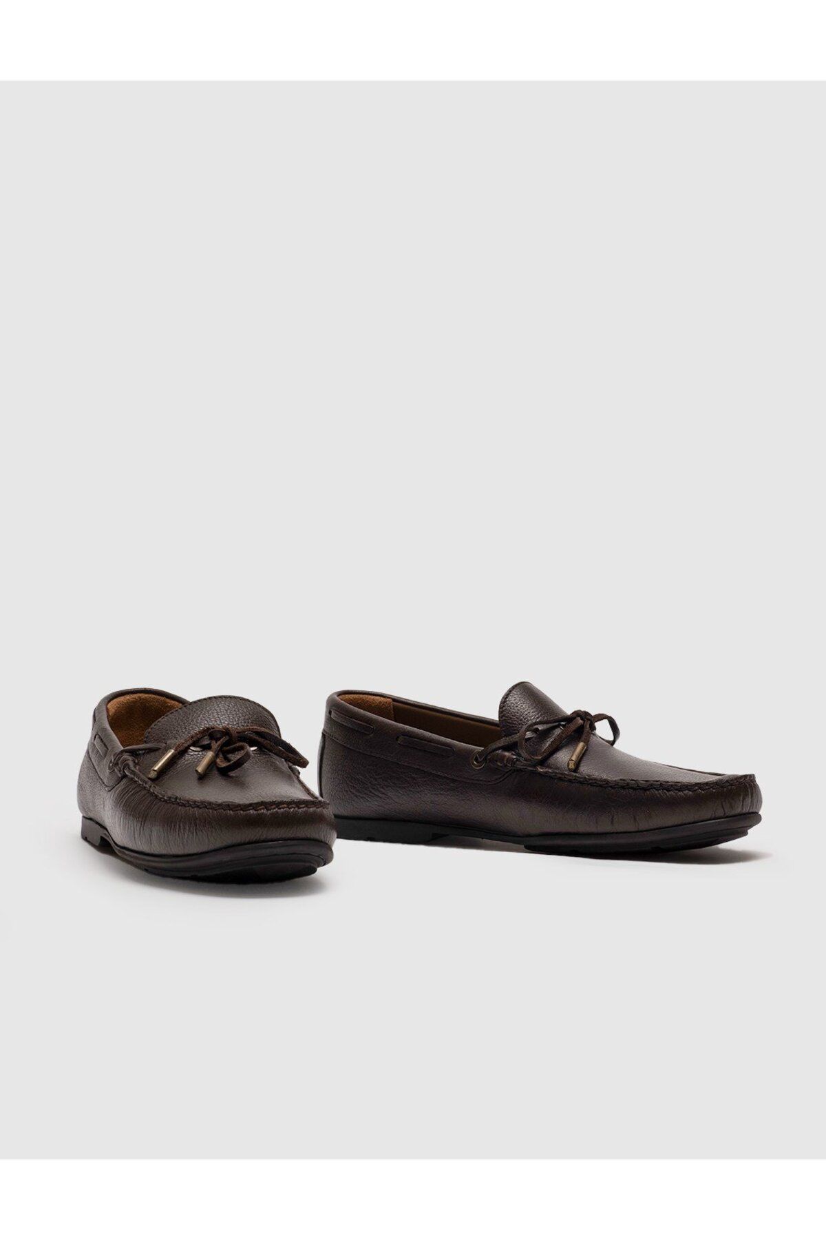 Cabani-Genuine Leather Brown Bow Men's Loafer Shoes 4