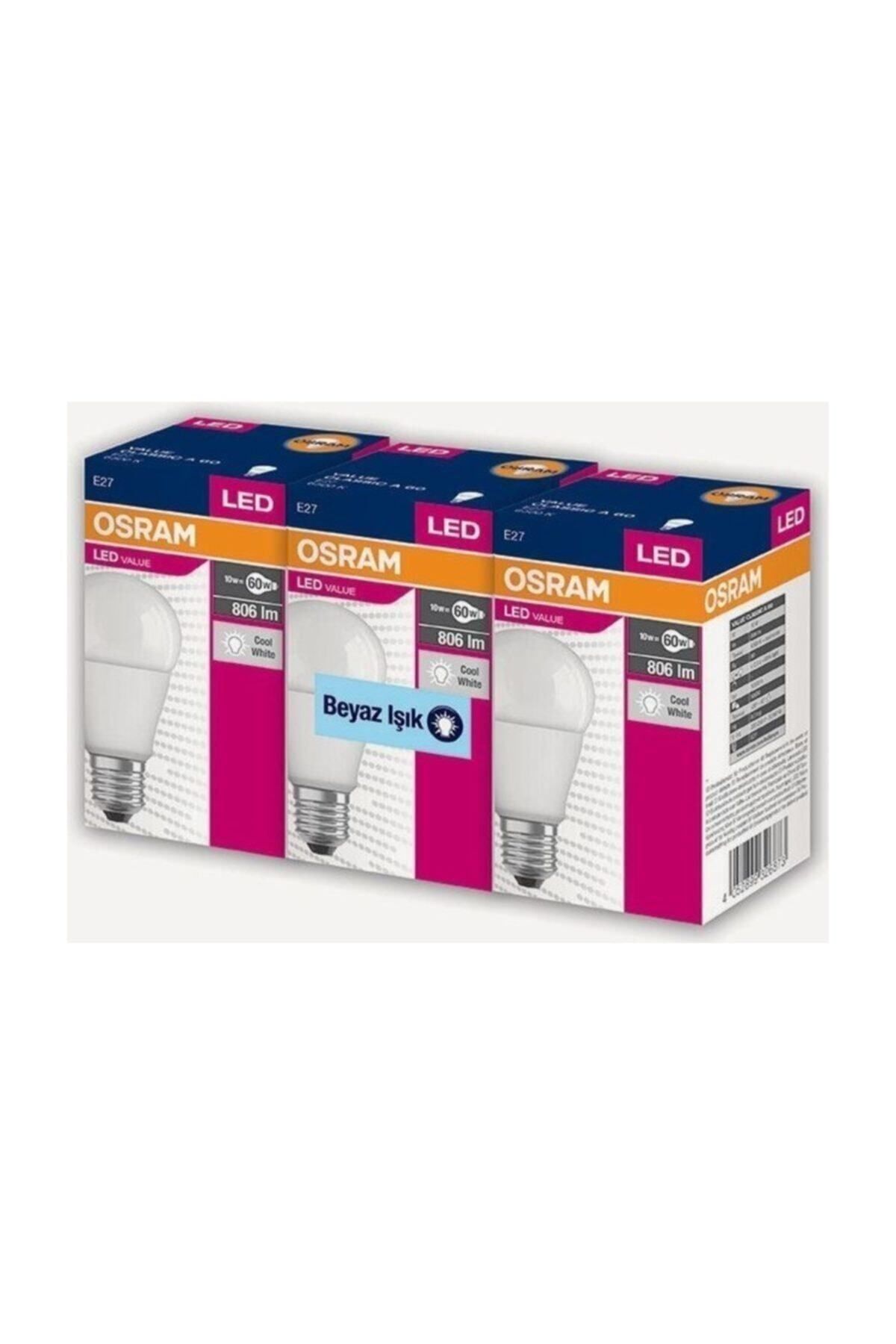 ertekin Led Value 3lü Ampul Beyaz Işık 8.5 W 60watt 4058075803879 Osrr