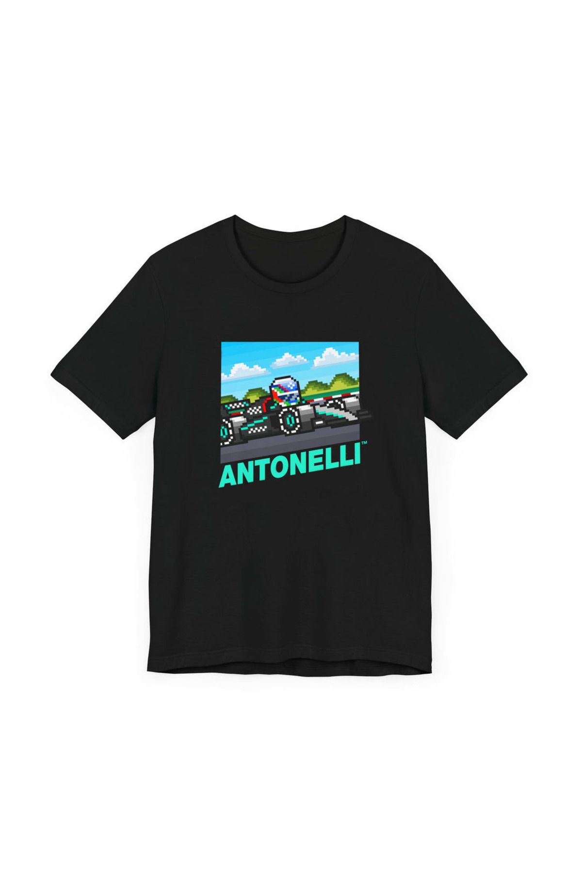 LEIVOR Formula 1 Pilot 8 Bit Tasarım Baskılı Siyah T-shirt