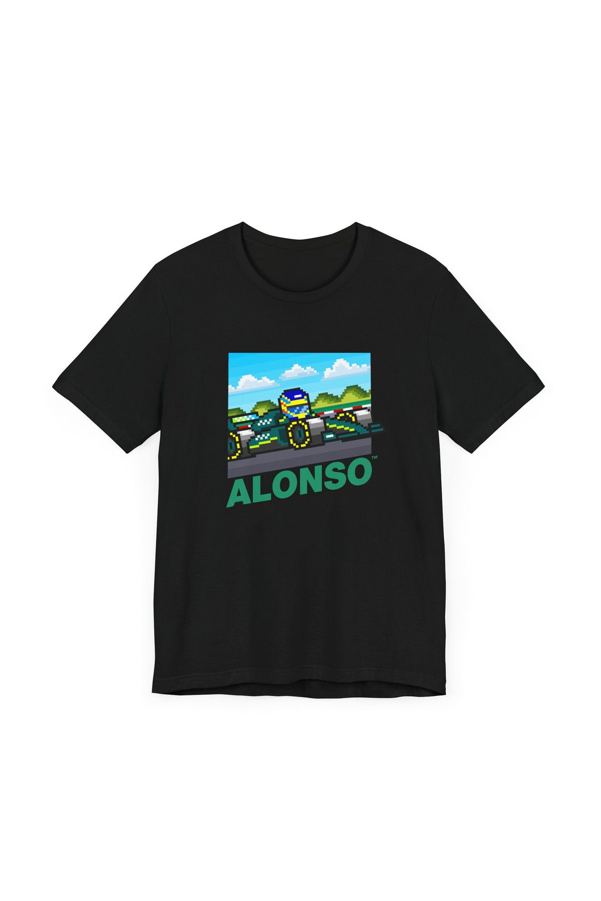 LEIVOR Formula 1 Pilot 8 Bit Tasarım Baskılı Siyah T-shirt