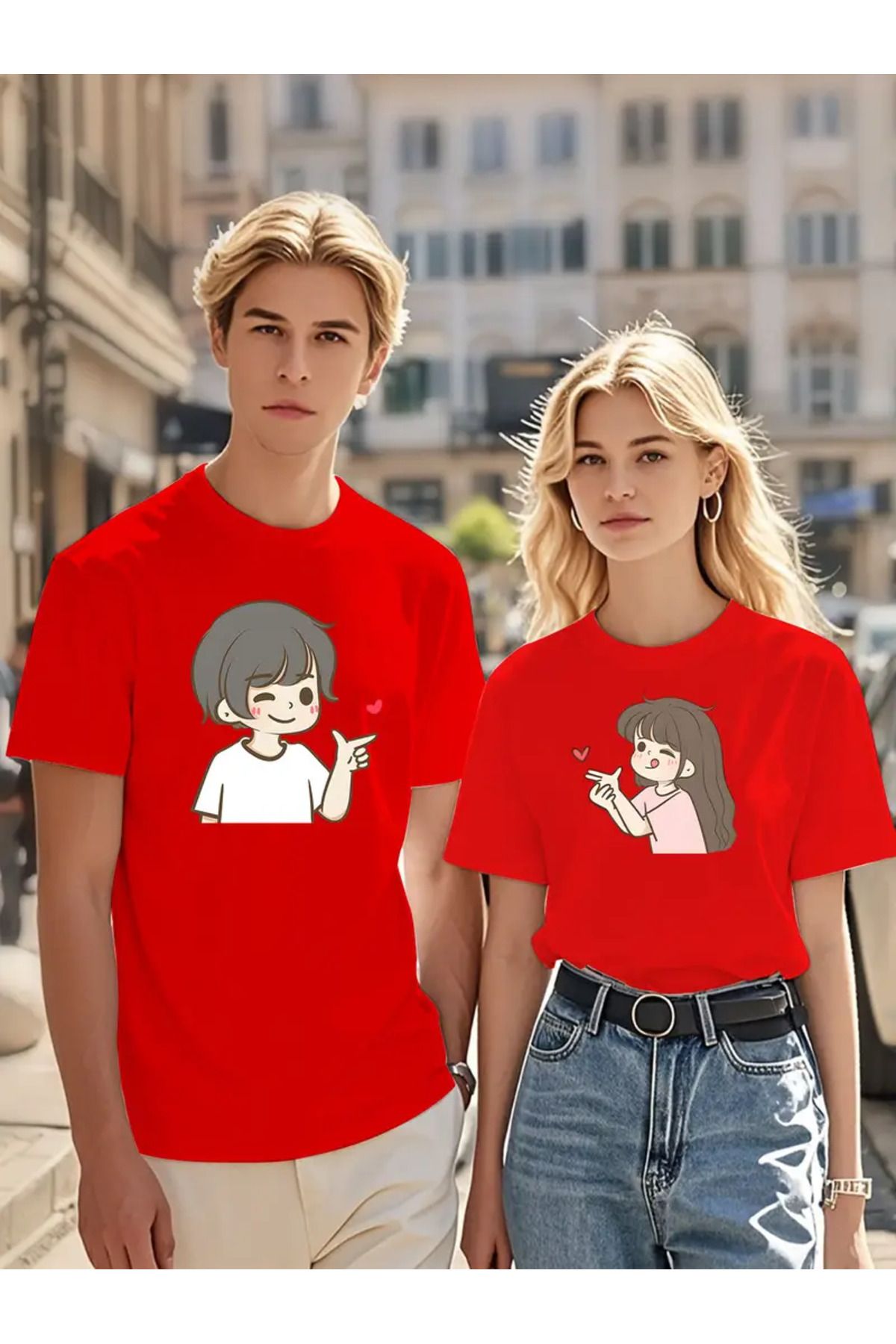 LEIVOR Anime Tasarım Sevgili Çift Kombini Unisex T- Shirt