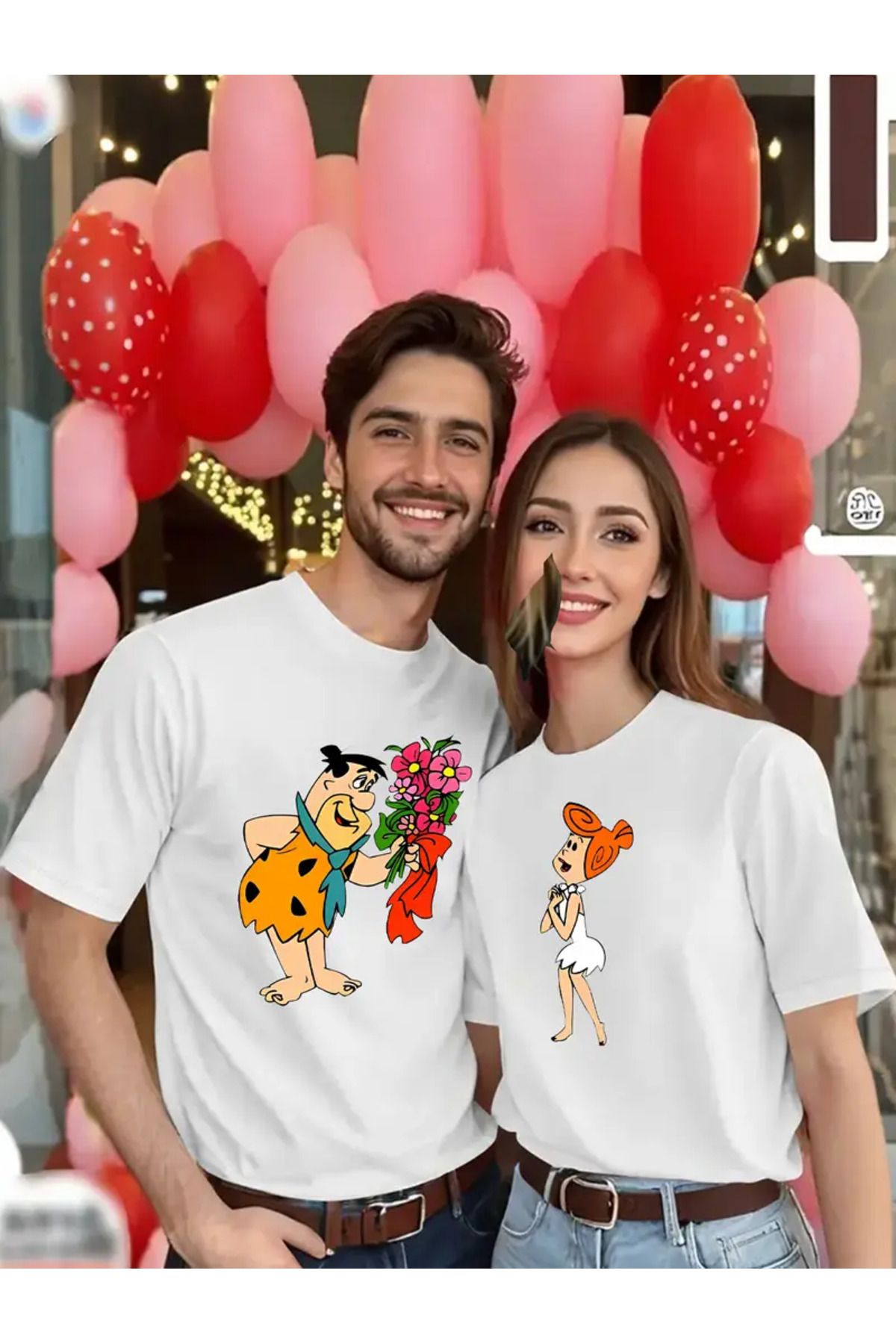 LEIVOR Çakmaktaş Temalı Sevgili Çift Kombini Unisex Siyah T- Shirt