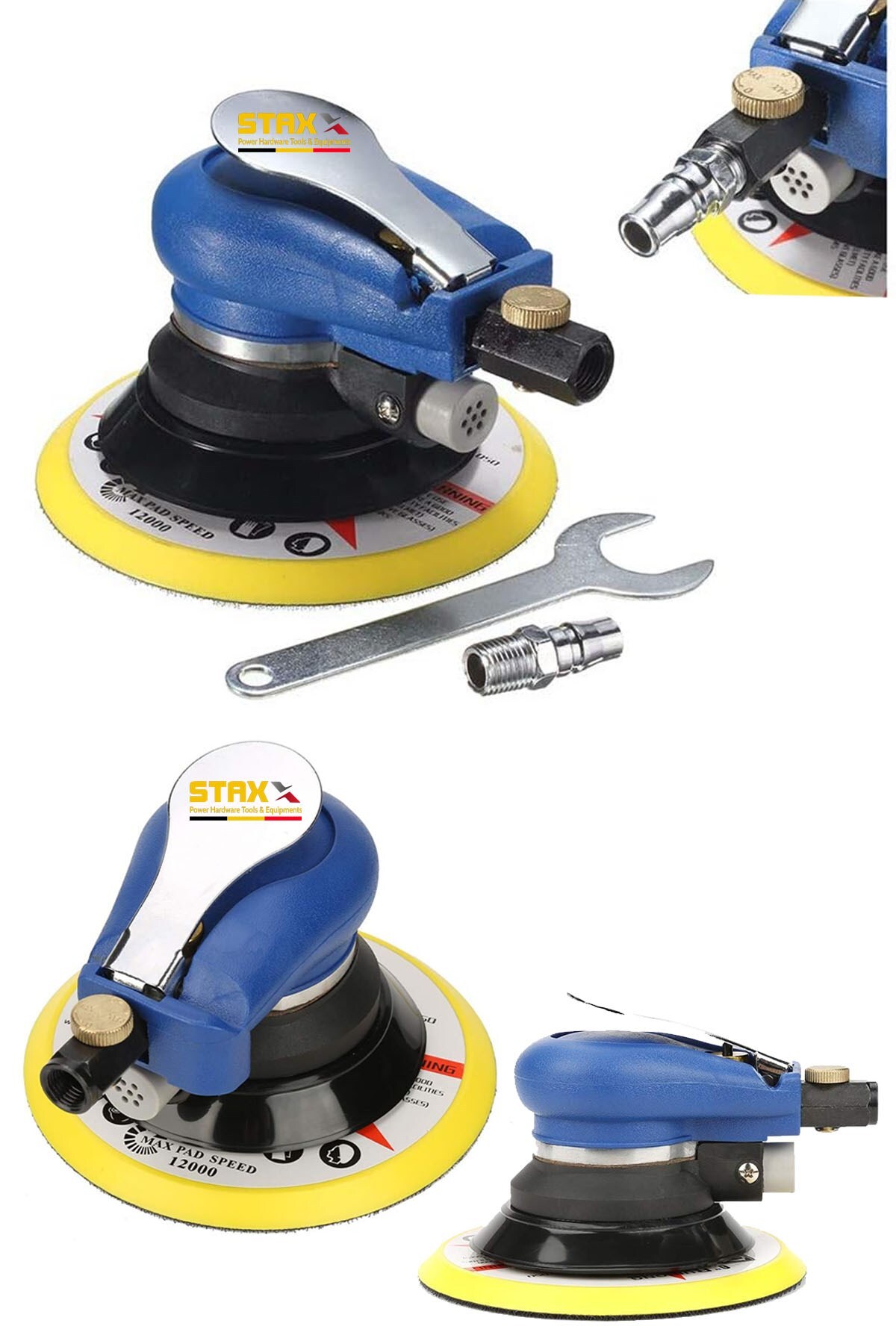 STAXX POWER Çok Fonksiyonlu 150MM Havalı Orbital Zımpara Polisaj