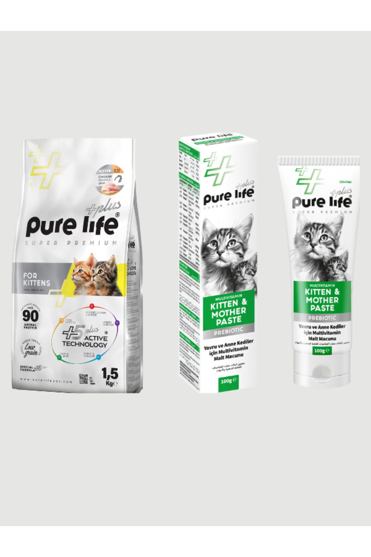 PureLife TAVUKLU YAVRU KEDİ MAMASI 1,5 KG Yavru ve Anne Kediler için Multivitamin Malt Macunu 100gr