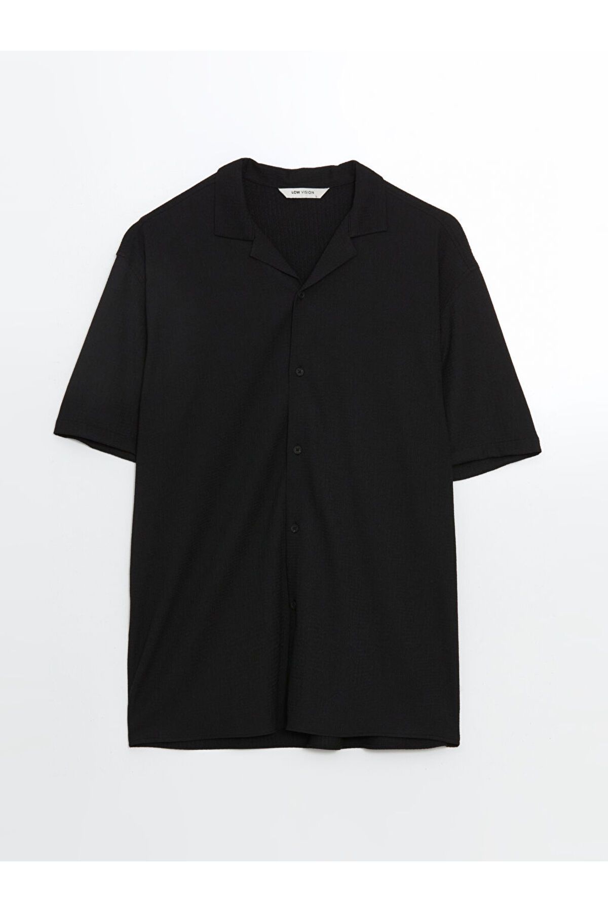 LC Waikiki-New Black Regular Fit Short Sleeve Men's Shirt 5