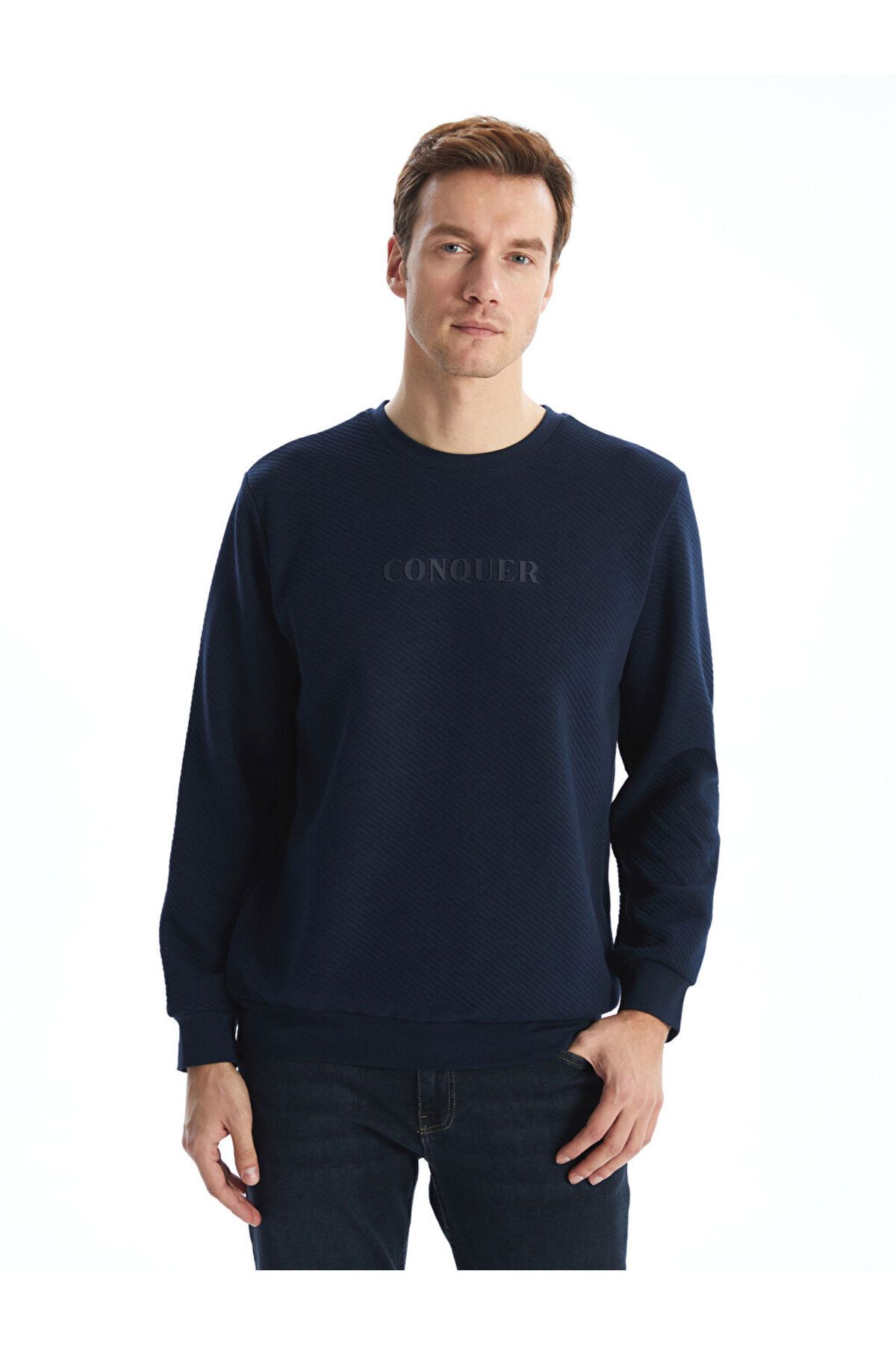 LC Waikiki Bisiklet Yaka Uzun Kollu Baskılı Erkek Sweatshirt