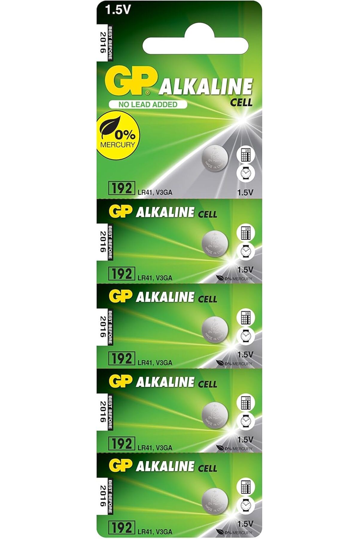 STOREMAX byrs Batteries 192 LR41/192/V3GA Boy Alkalin Düğme Pil, 1.5 Volt, 5'li Kart, Gri veydhop 1022830