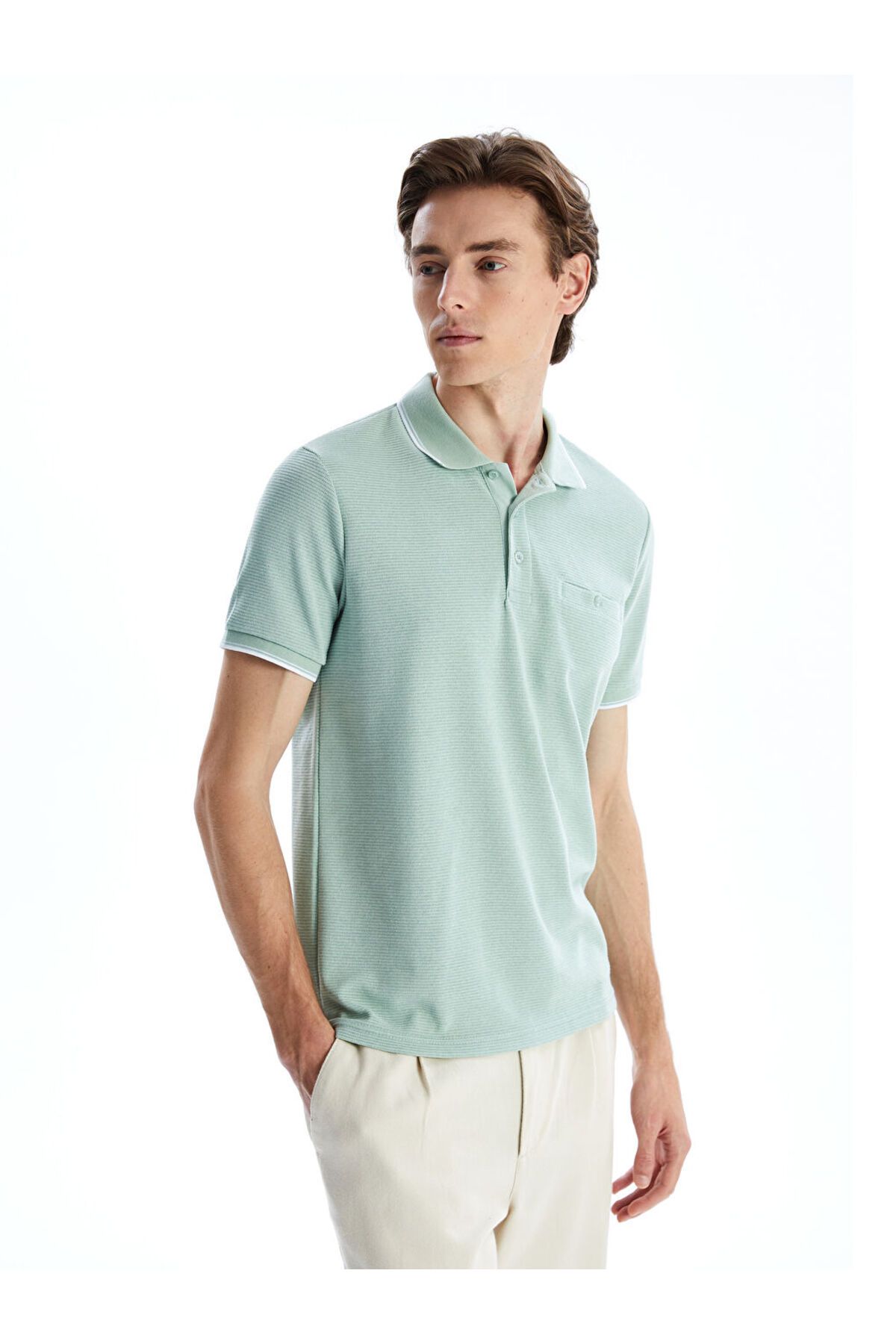 LC Waikiki Yeni Sezon Polo Yaka Kisa Kollu Erkek Dokulu Tisort - S52872Z8