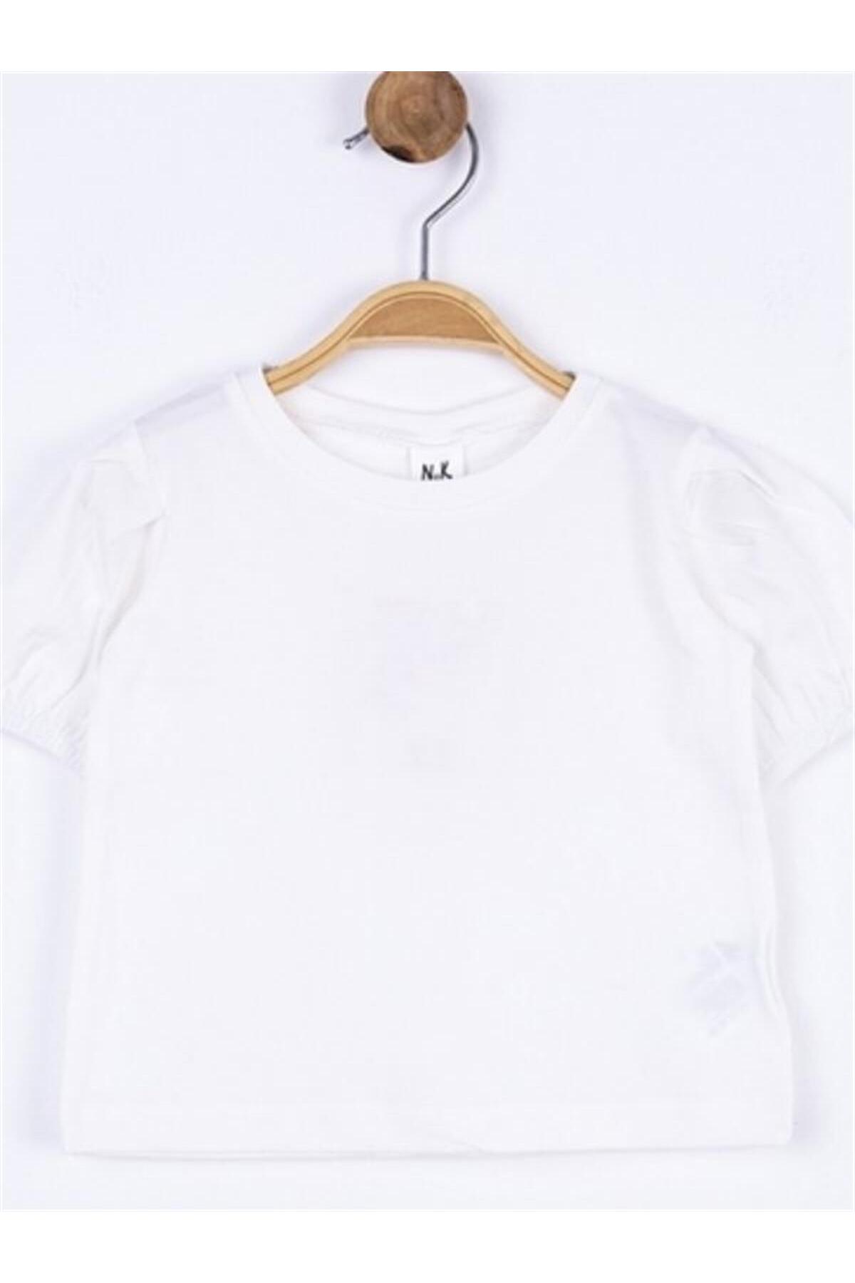 NK Kız Bebek Pamuklu Kısa Kol Kol Büzgülü Basic Tshirt fotoğrafı 5 (önizleme)