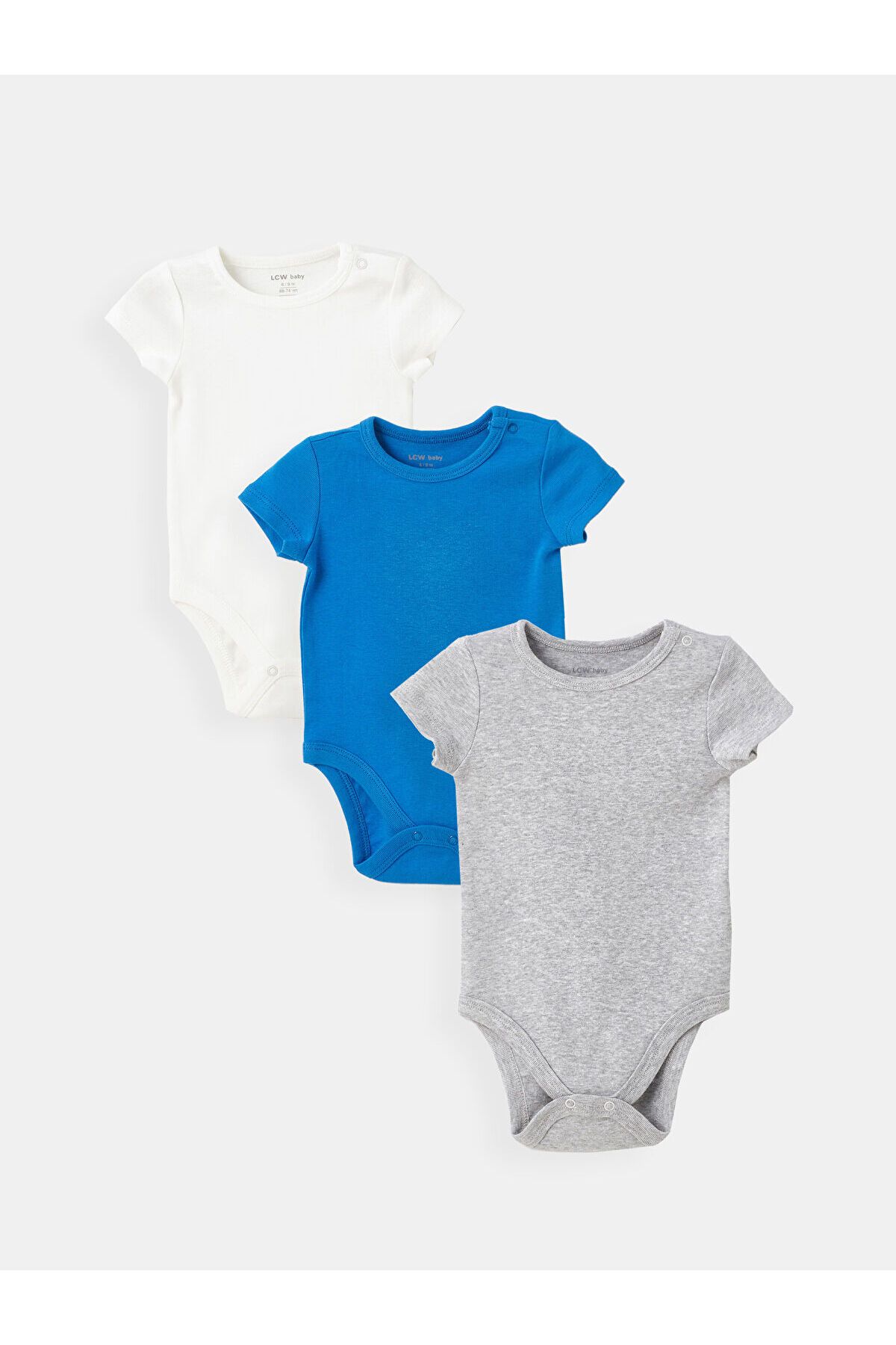 LC Waikiki Bisiklet Yaka Uzun Kollu Baskılı Erkek Bebek Çıtçıtlı Bodysuit 3'lü