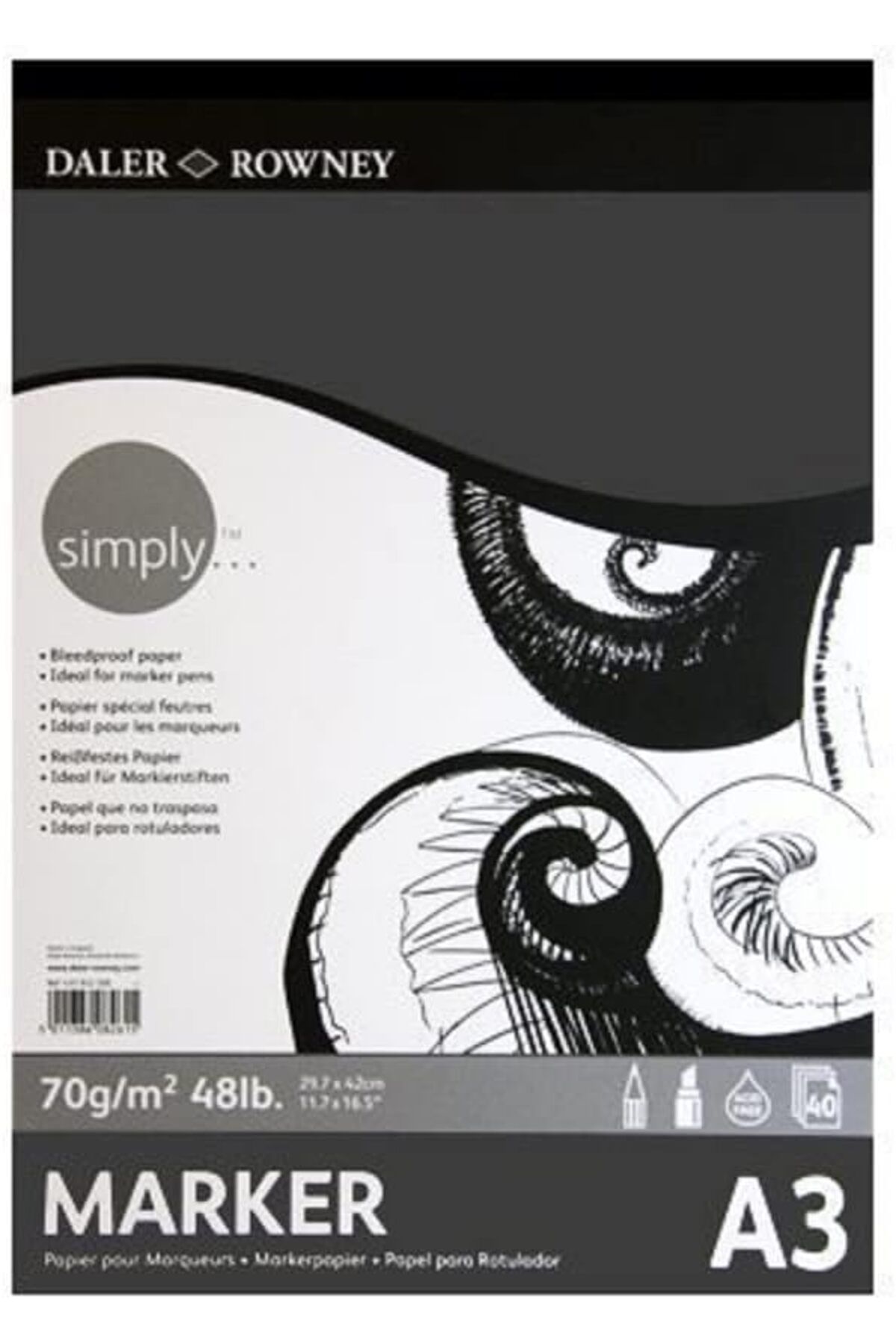 STOREMAX EMLshop 40 Yaprak 70gr. - A3 - Marker Blok Rowney Simply Yeni VDesingx 986362