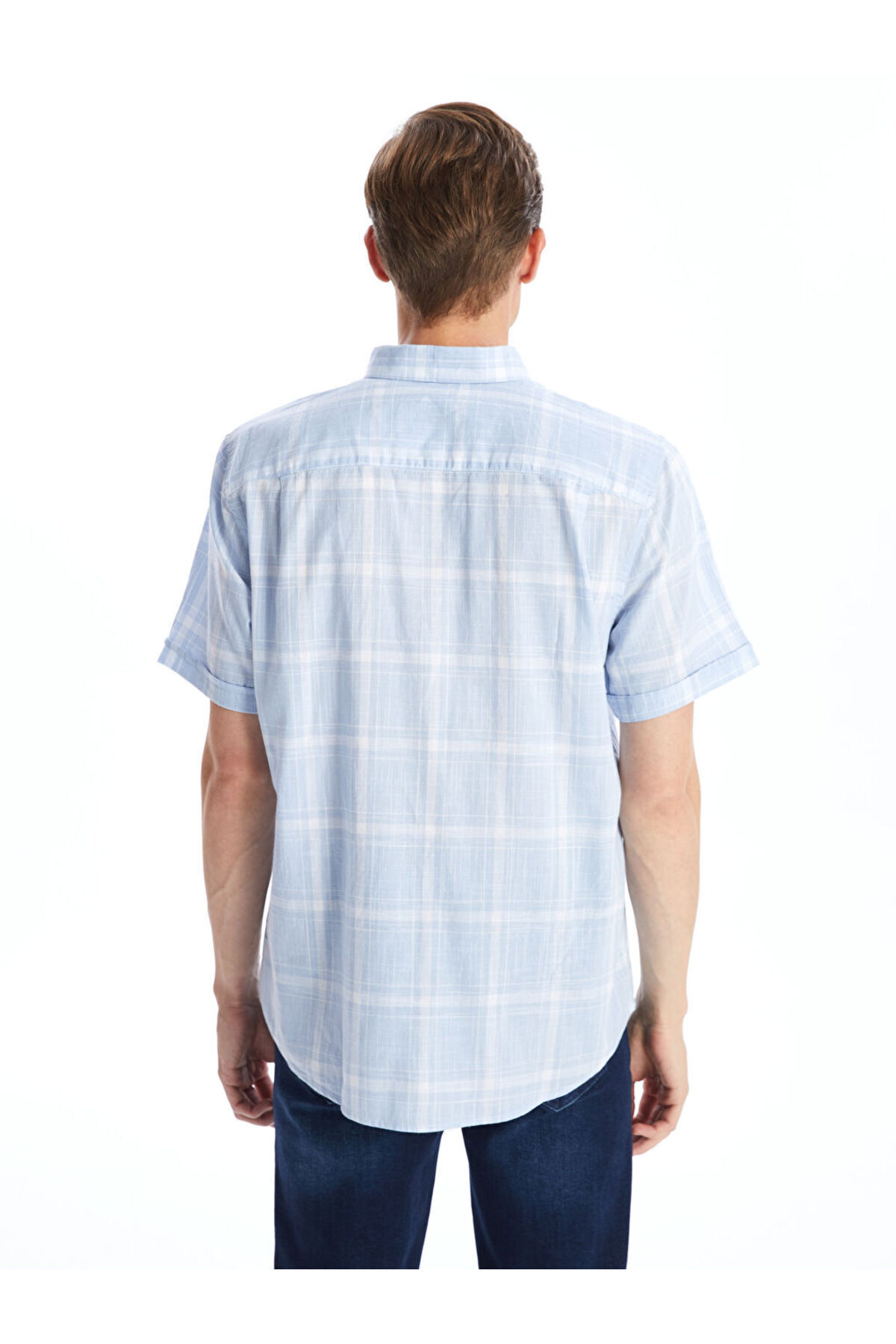 LC Waikiki-Regular Fit Short Sleeve Plaid Poplin Men's Shirt 4