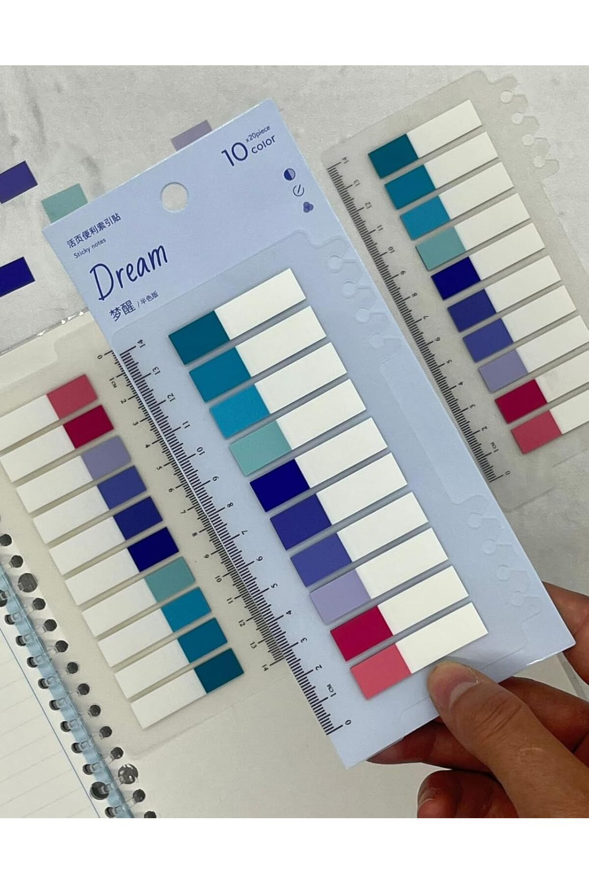 STOREMAX cmllashop Gemi Dükkan 10 Yarım Renkli Cetvelli Dream Şeffaf Pet İndeks/Index Sticker/Sticky Note