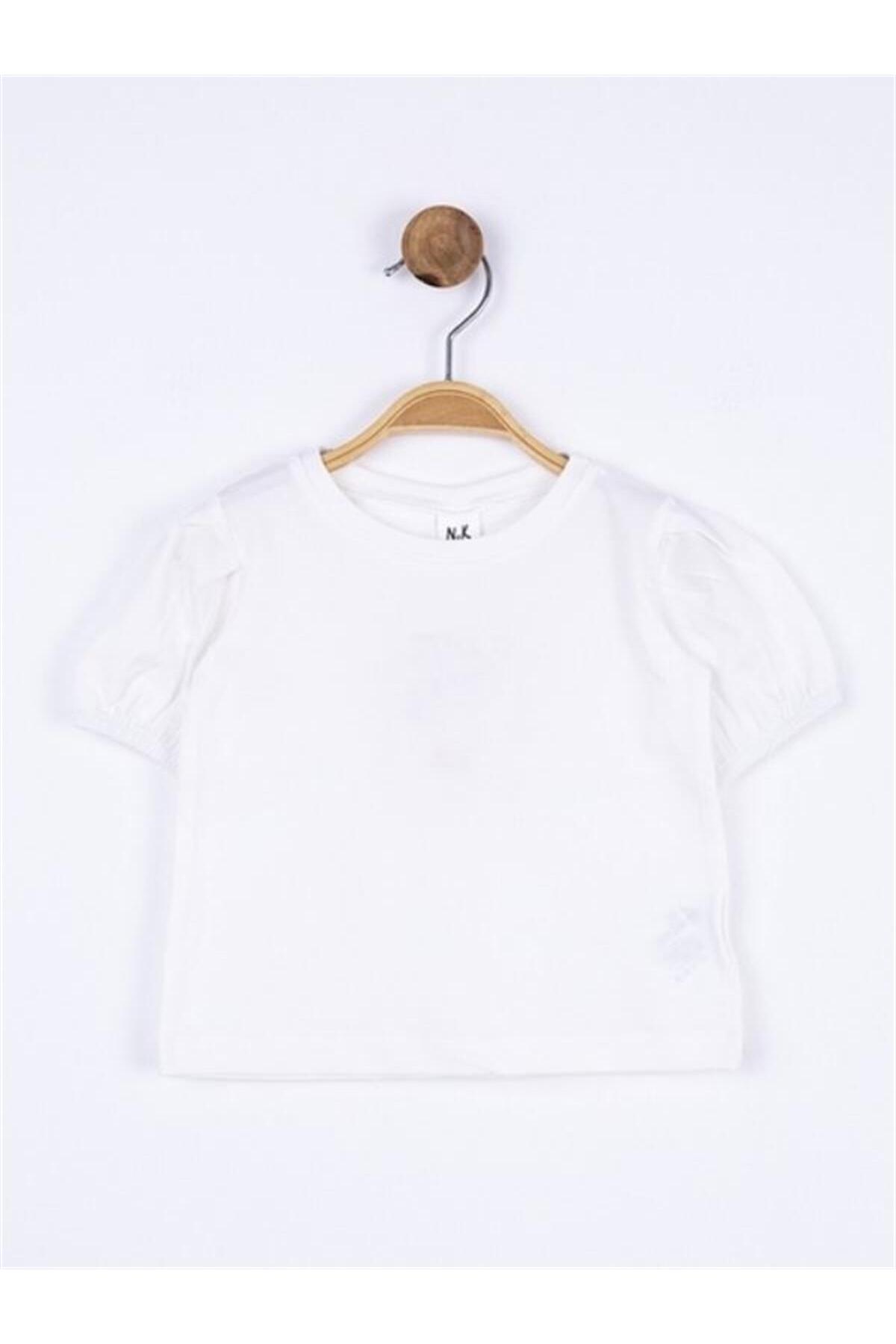 NK Kız Bebek Pamuklu Kısa Kol Kol Büzgülü Basic Tshirt fotoğrafı 3 (önizleme)