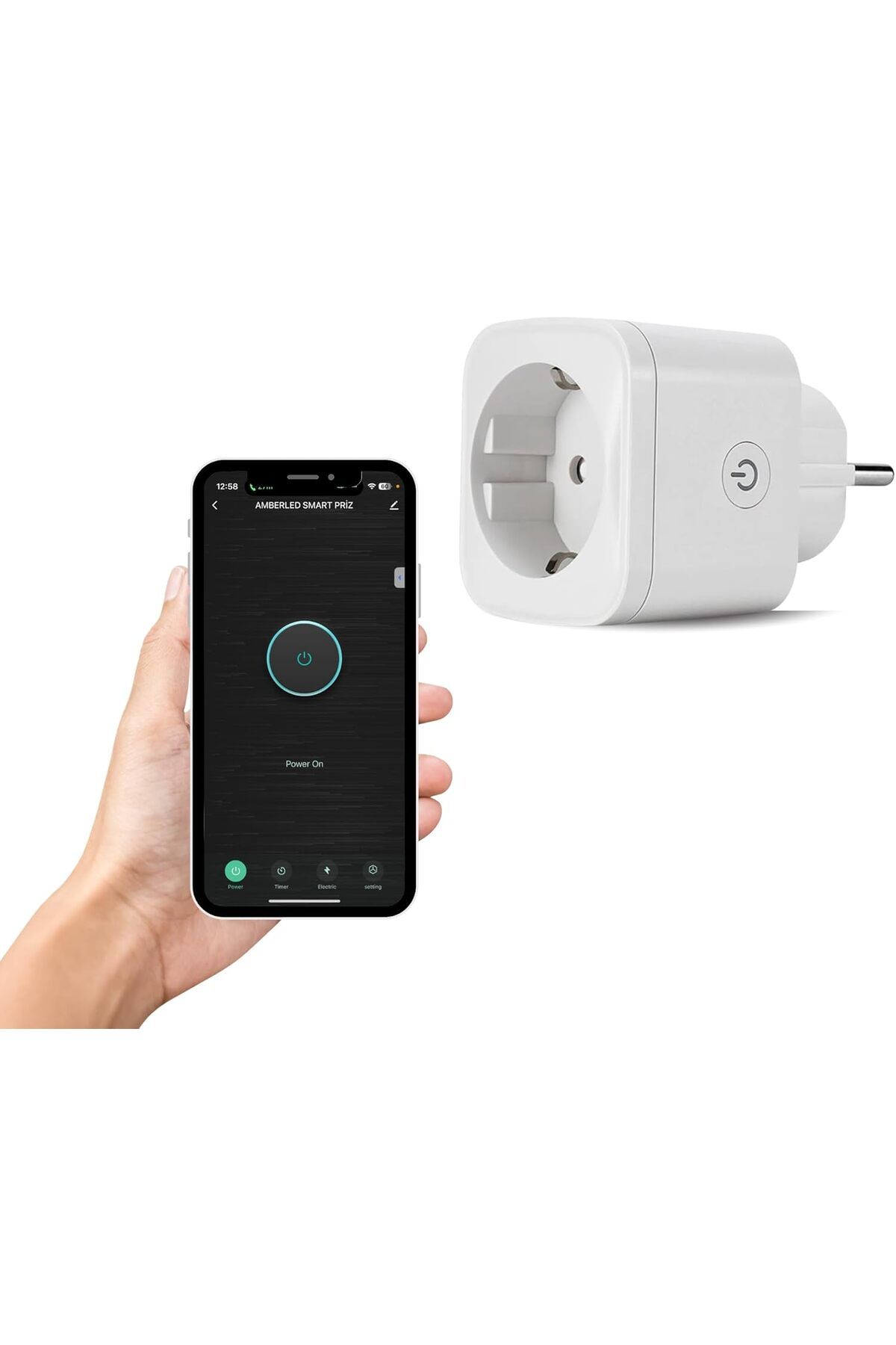 STOREMAX acelya LED Wi-Fi Akıllı Priz Uzaktan Telefonla Kontrol Edilebilir 16 Amper Beyaz| Tuya, Google Asi