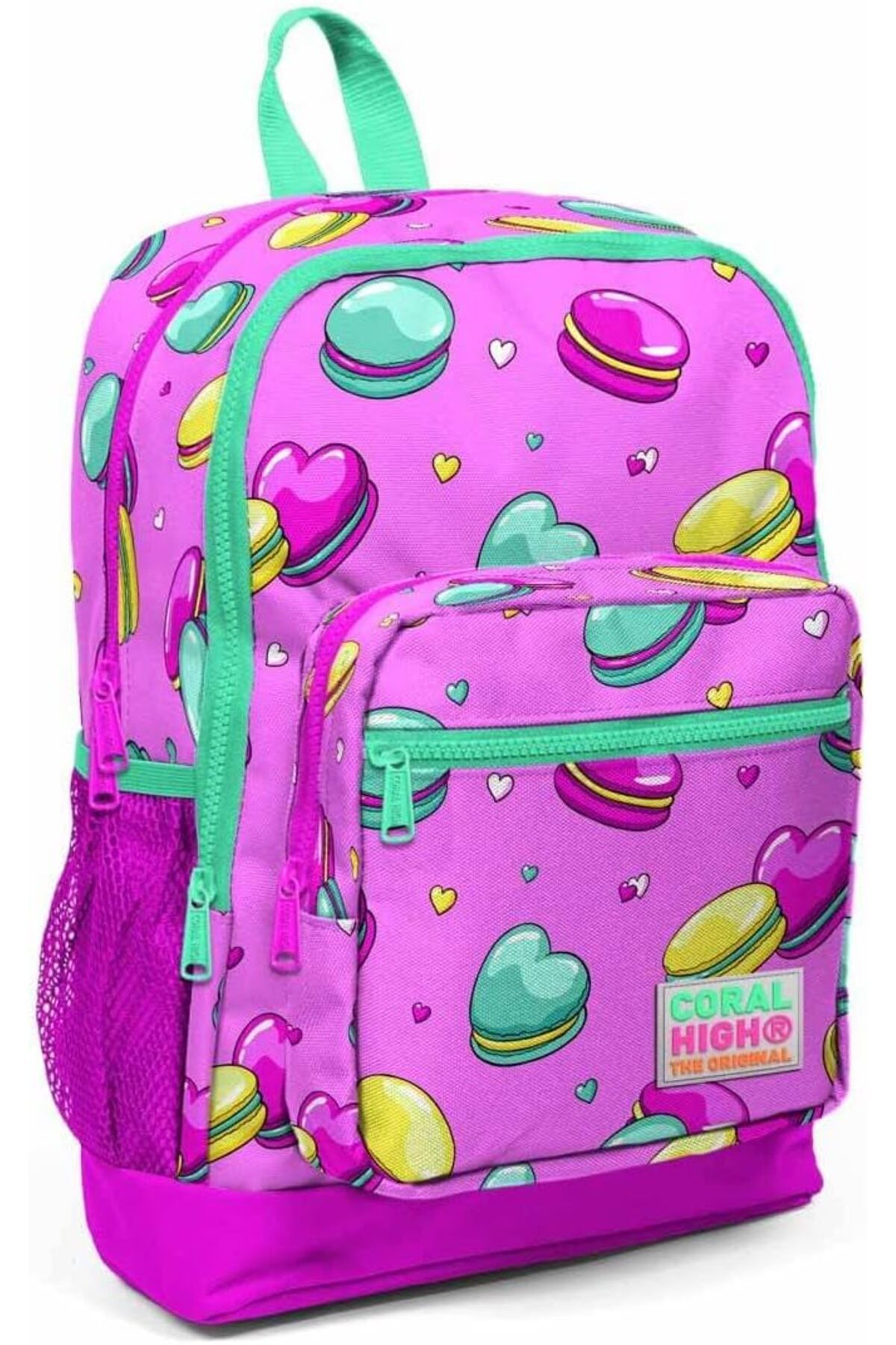STOREMAX srhtDS High Kids Açık Pembe Makaron Desenli Dört Bölmeli Okul Sırt Çantası 23462 Desing 26645