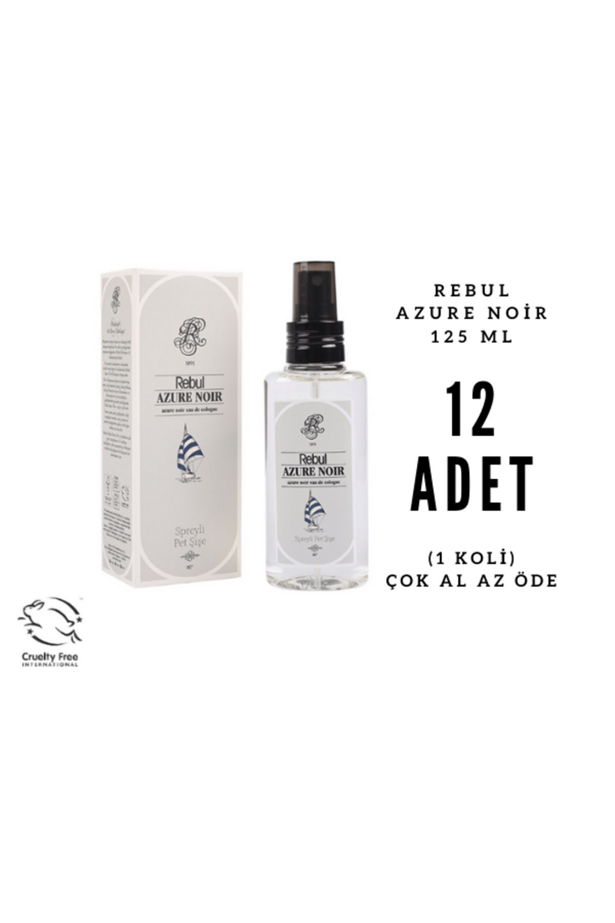 Rebul Azure Noir Edc 125ml Sprey Pet Şişeli Kolonya 12 Adet (1 Koli)