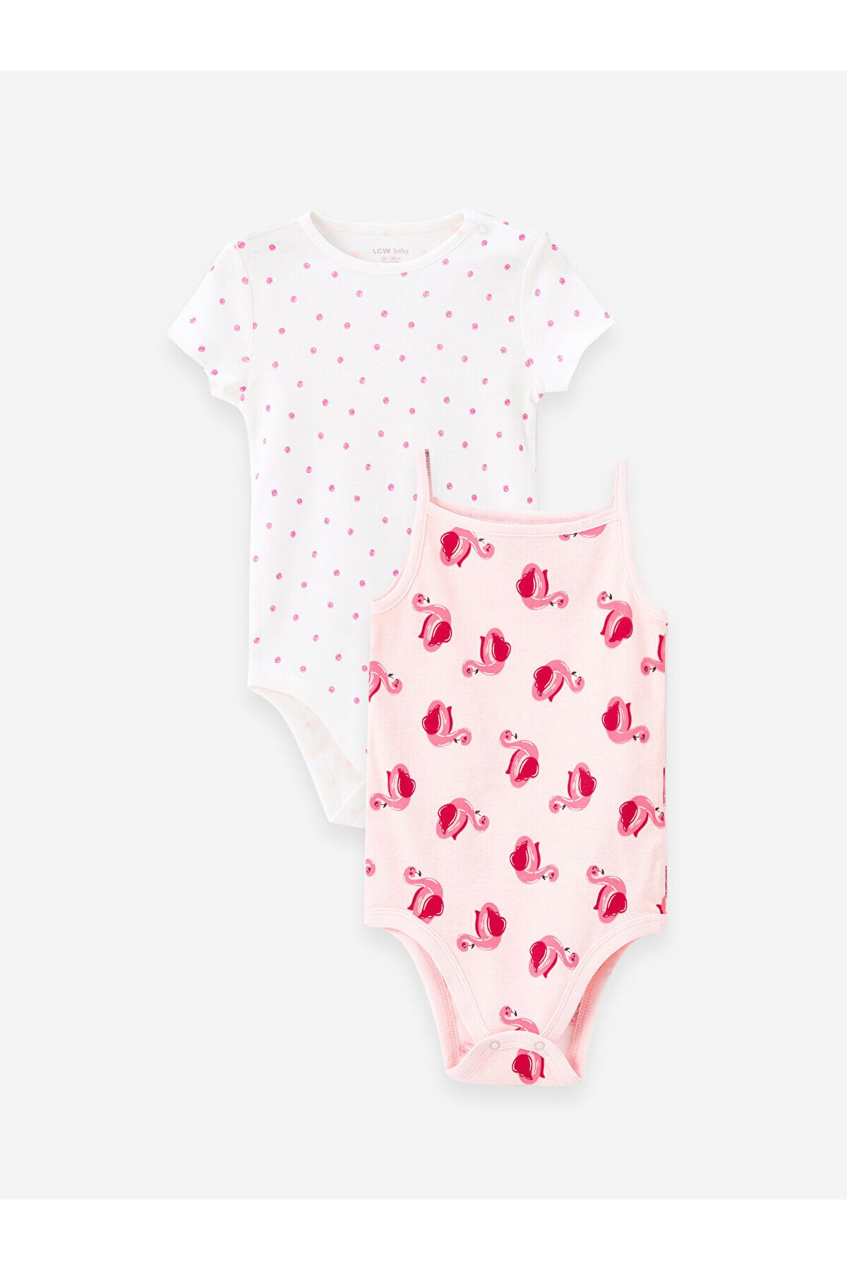 LC Waikiki Kare Yaka Askılı Kız Bebek Çıtçıtlı Bodysuit 2'li