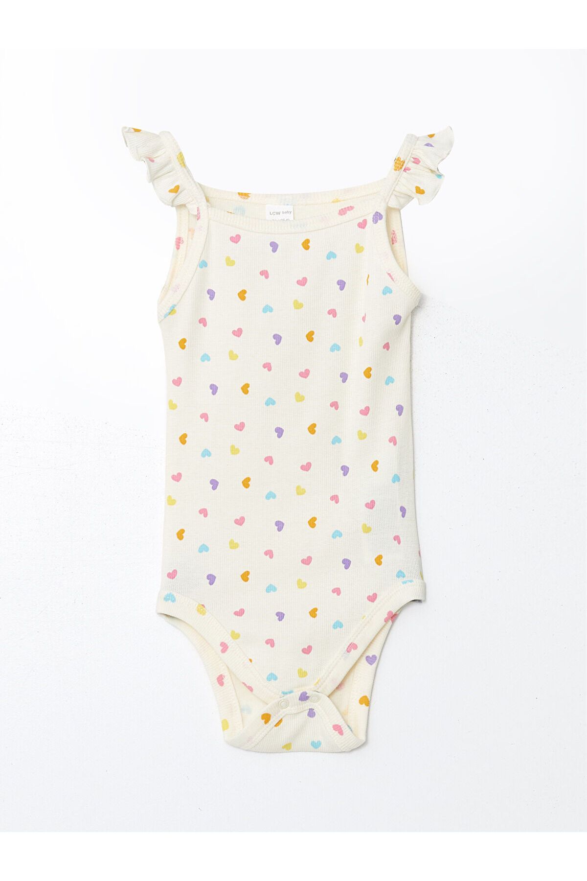 LC Waikiki Kare Yaka Askılı Baskılı Kız Bebek Çıtçıtlı Bodysuit