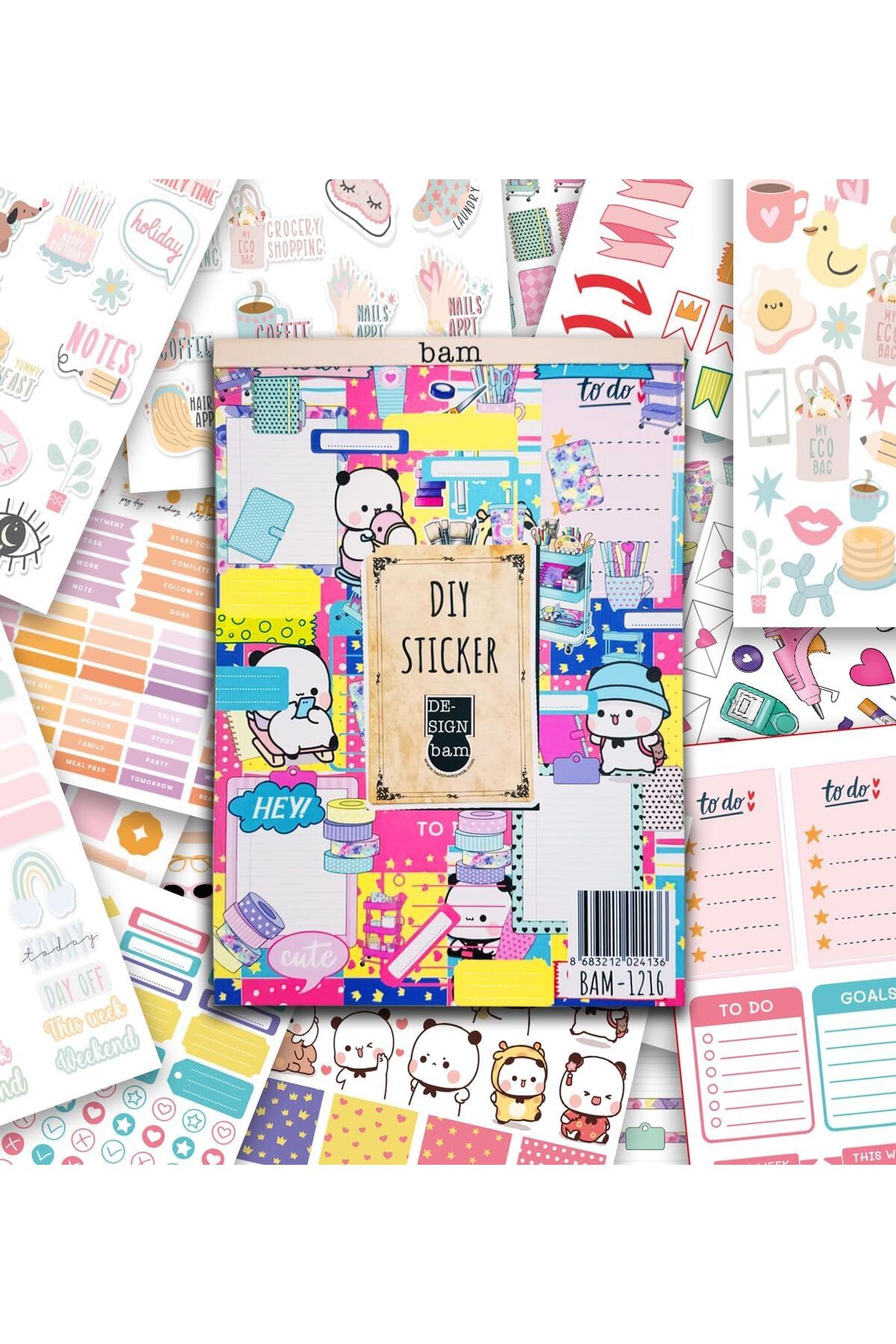 STOREMAX lbstorex Power My DIY Sticker Book 24 * 17 cm 16 Sayfa Özel Tasarım Rengarenk Sticker Kitabı Newd