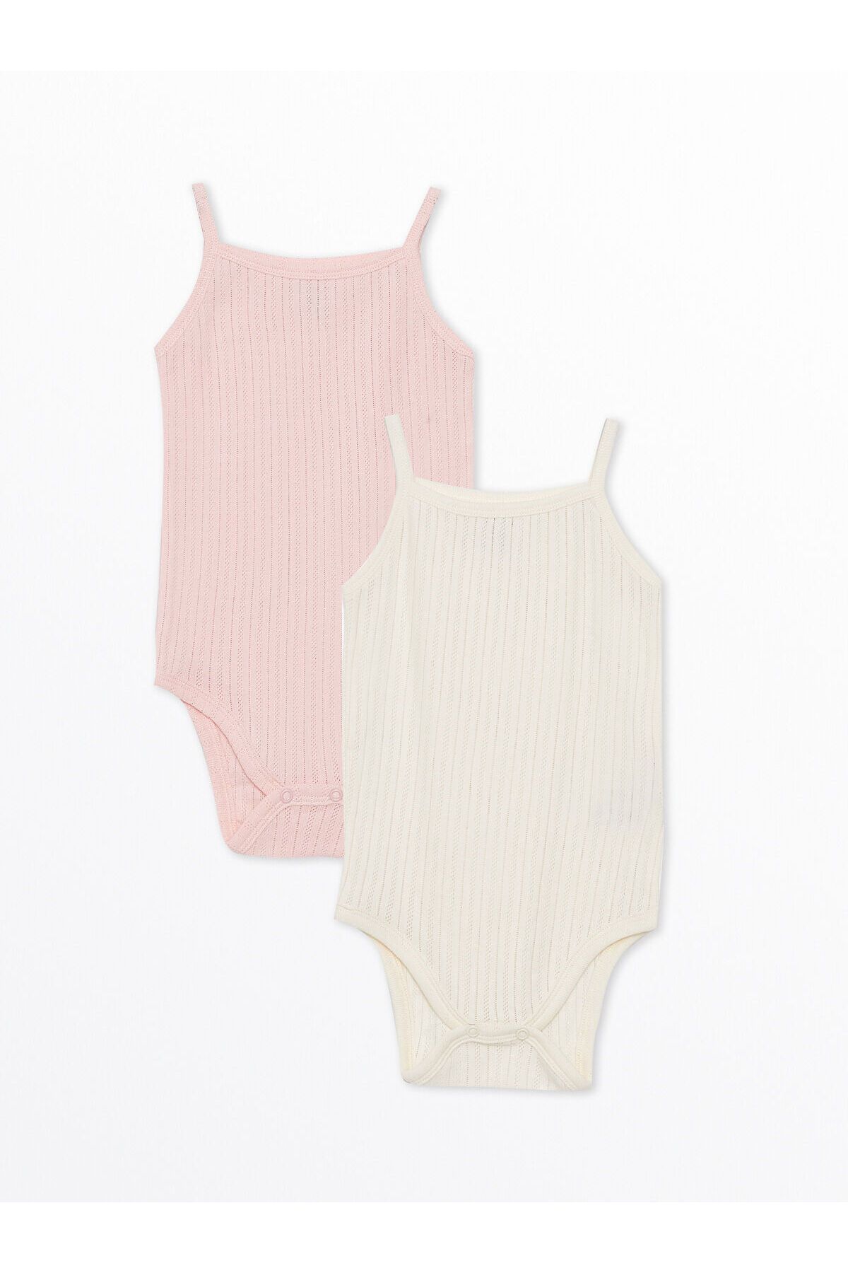LC Waikiki Kare Yaka Askılı Kız Bebek Çıtçıtlı Bodysuit 2'li
