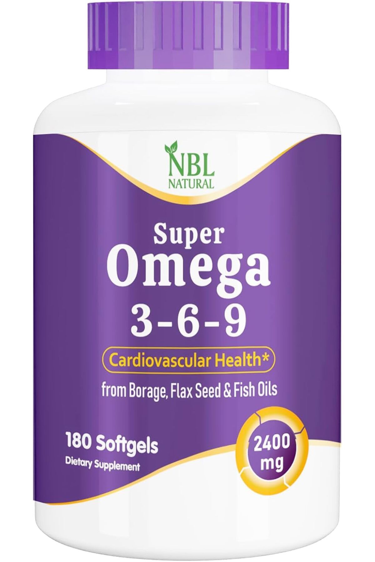 NBL Natural-Super Omega 3-6-9 1200 mg, Skin, Hair, Heart, Memory Support, 180 Softgels 1