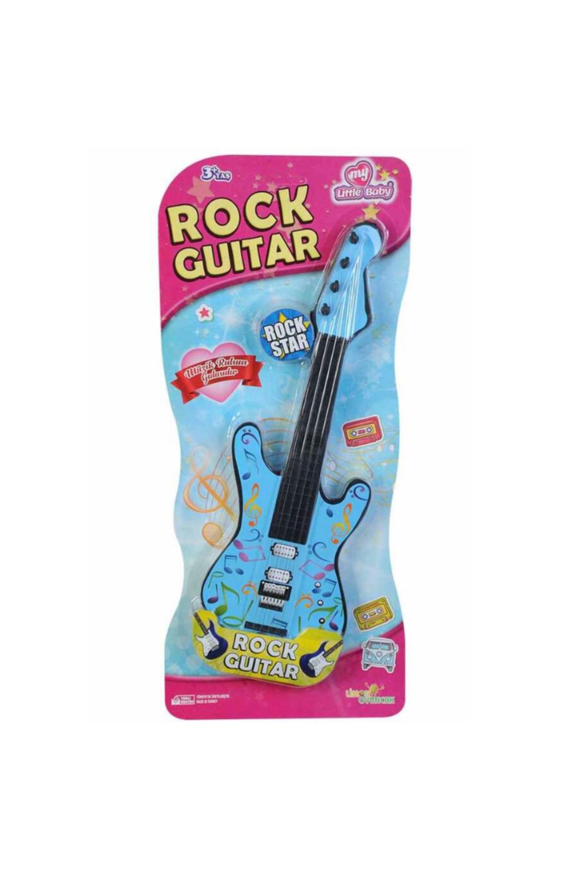 abnturk Kartelada Mavi Renk Büyük Boy Çocuk Oyuncak Rock Gitar 45 Cm