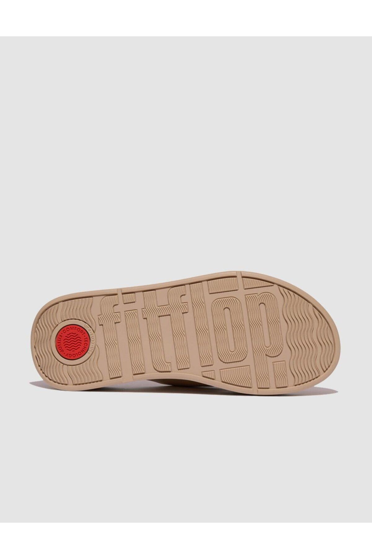 Fitflop-F-Mode Fw5 Genuine Leather Cream Women's Cross Strap Slippers 5