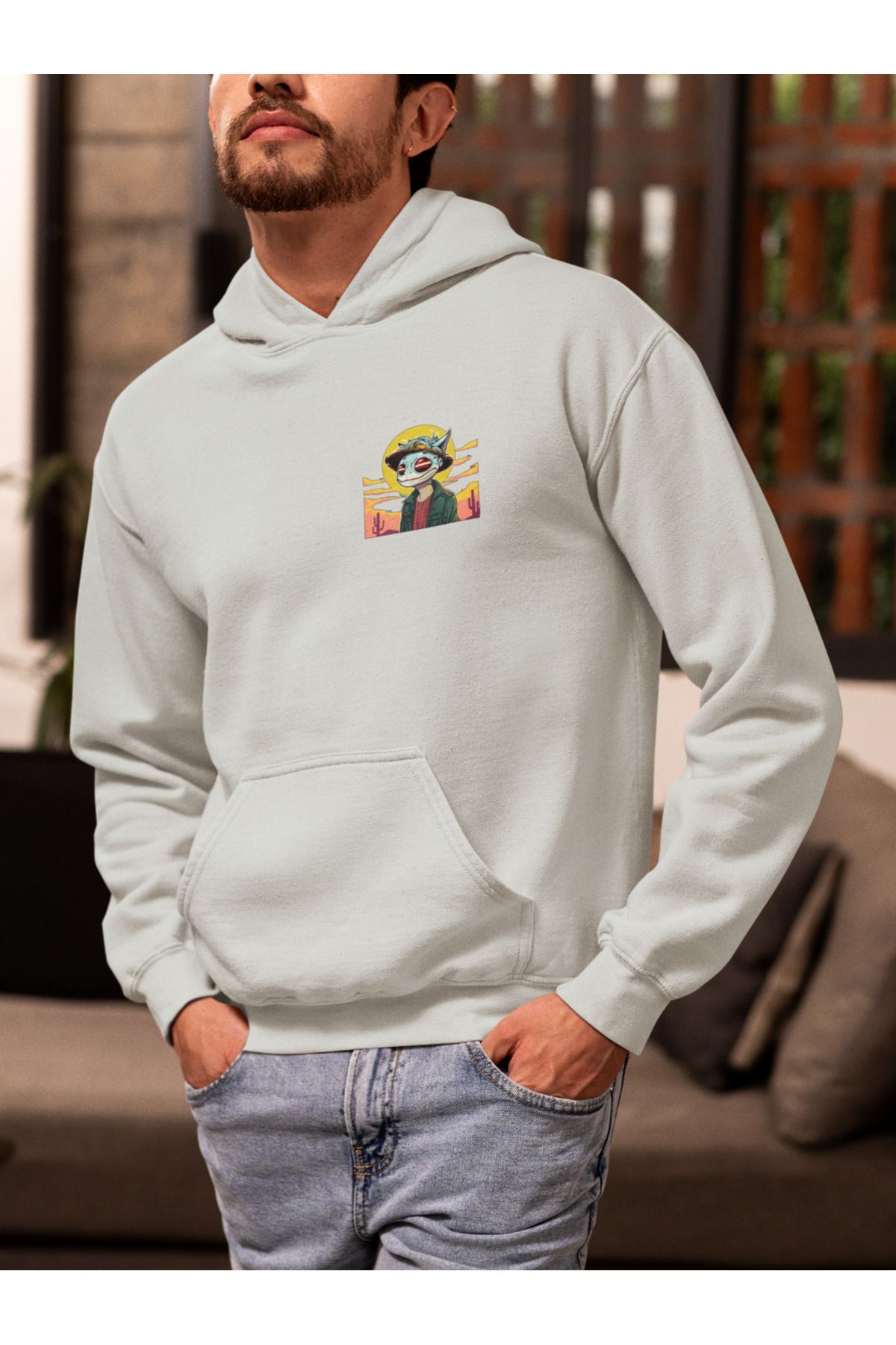 Vagonet Unisex Frog 2 Baskılı Hoodie / Kapüşonlu Sweatshirt