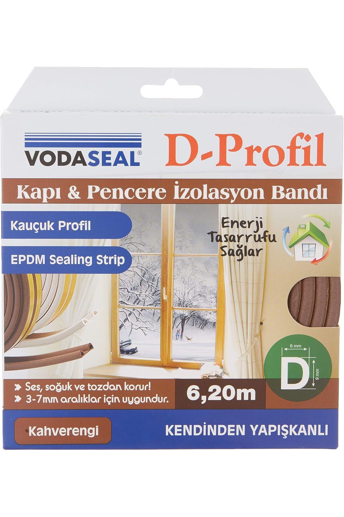 yenibagshop 53.01.050 Kapı Pencere İzolasyon Bandı, Kendinden Yapışkanlı, Kahve