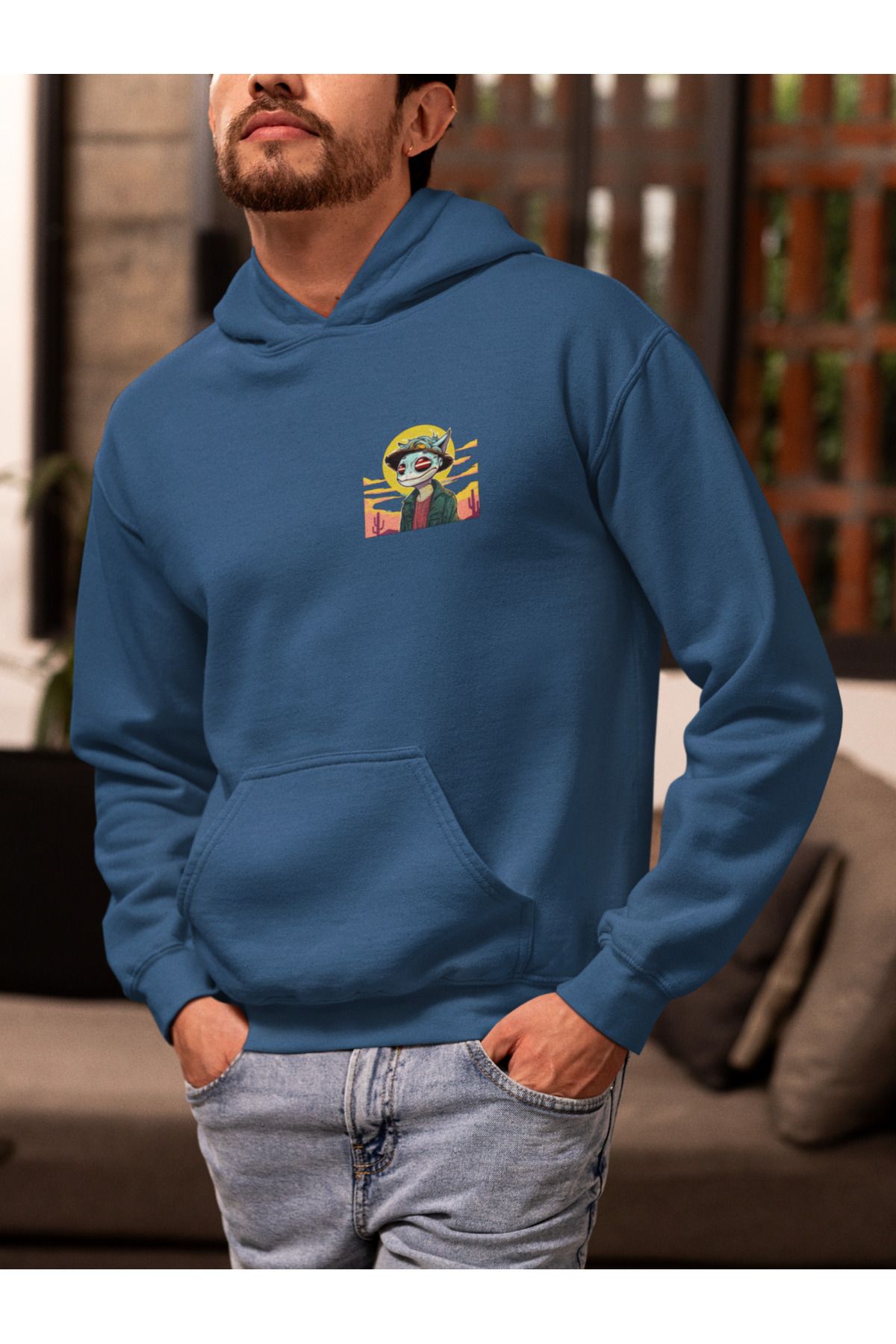 Vagonet Unisex Frog 2 Baskılı Hoodie / Kapüşonlu Sweatshirt