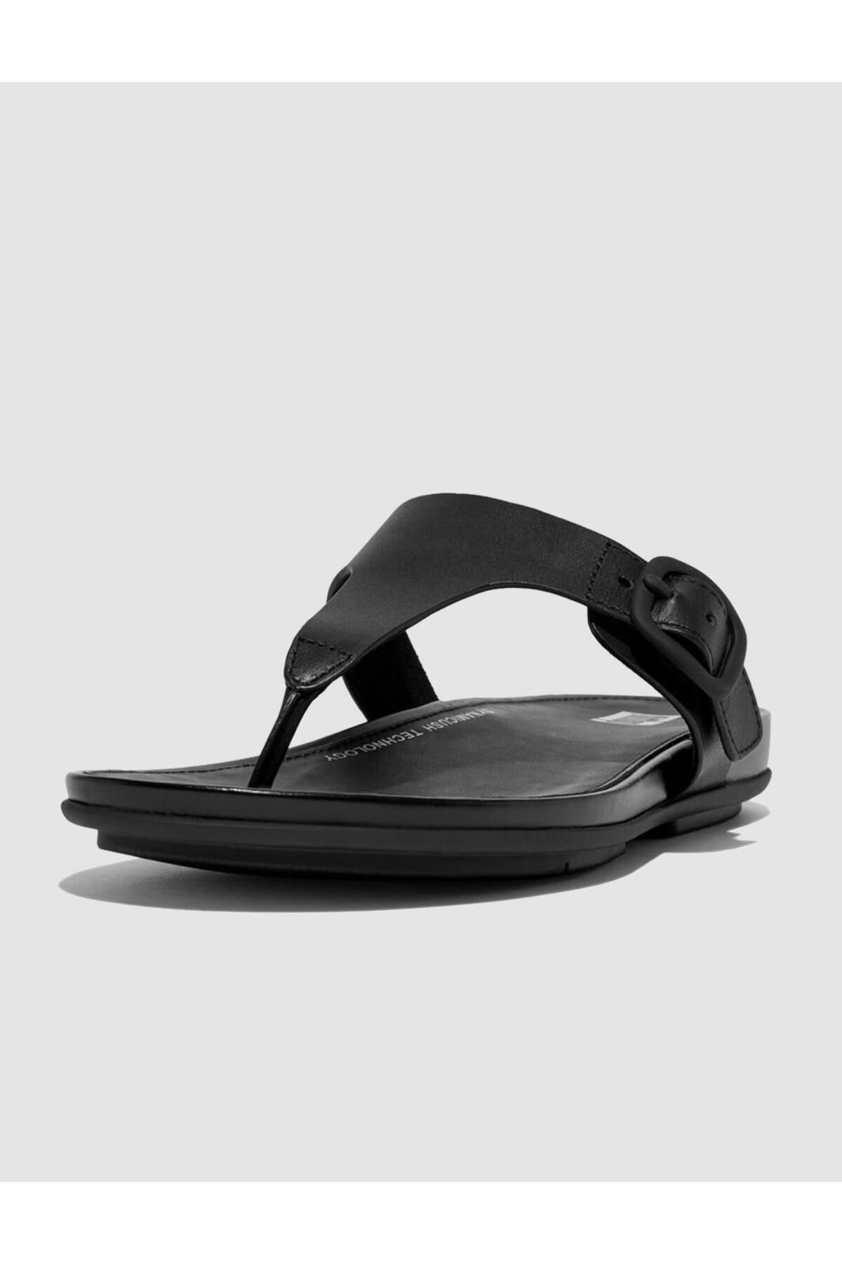 Fitflop-Women Slip On Leather Sandals, Black 4