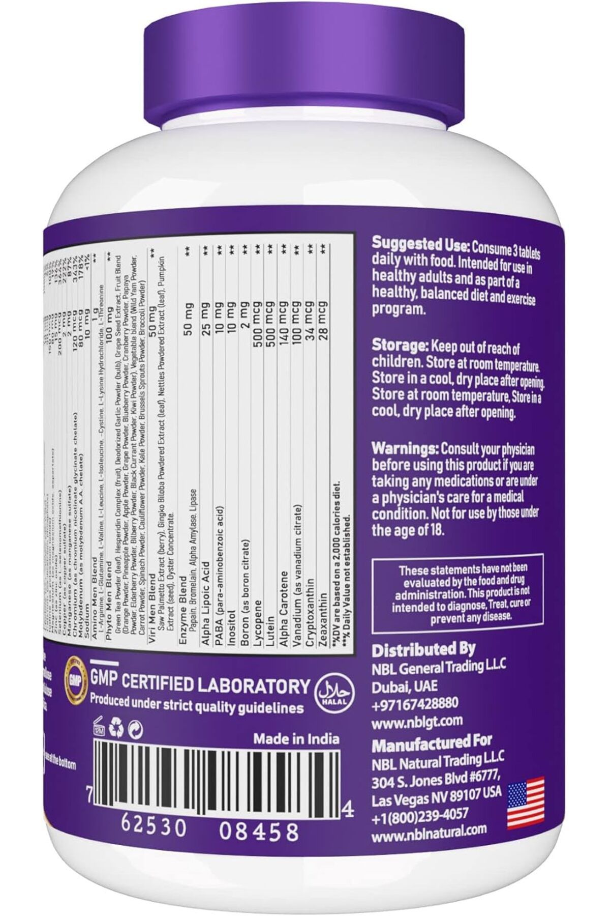 NBL Natural-High Potency Multivitamins for Men, Muscle Health, Immune & Energy , 150 Tablets 7