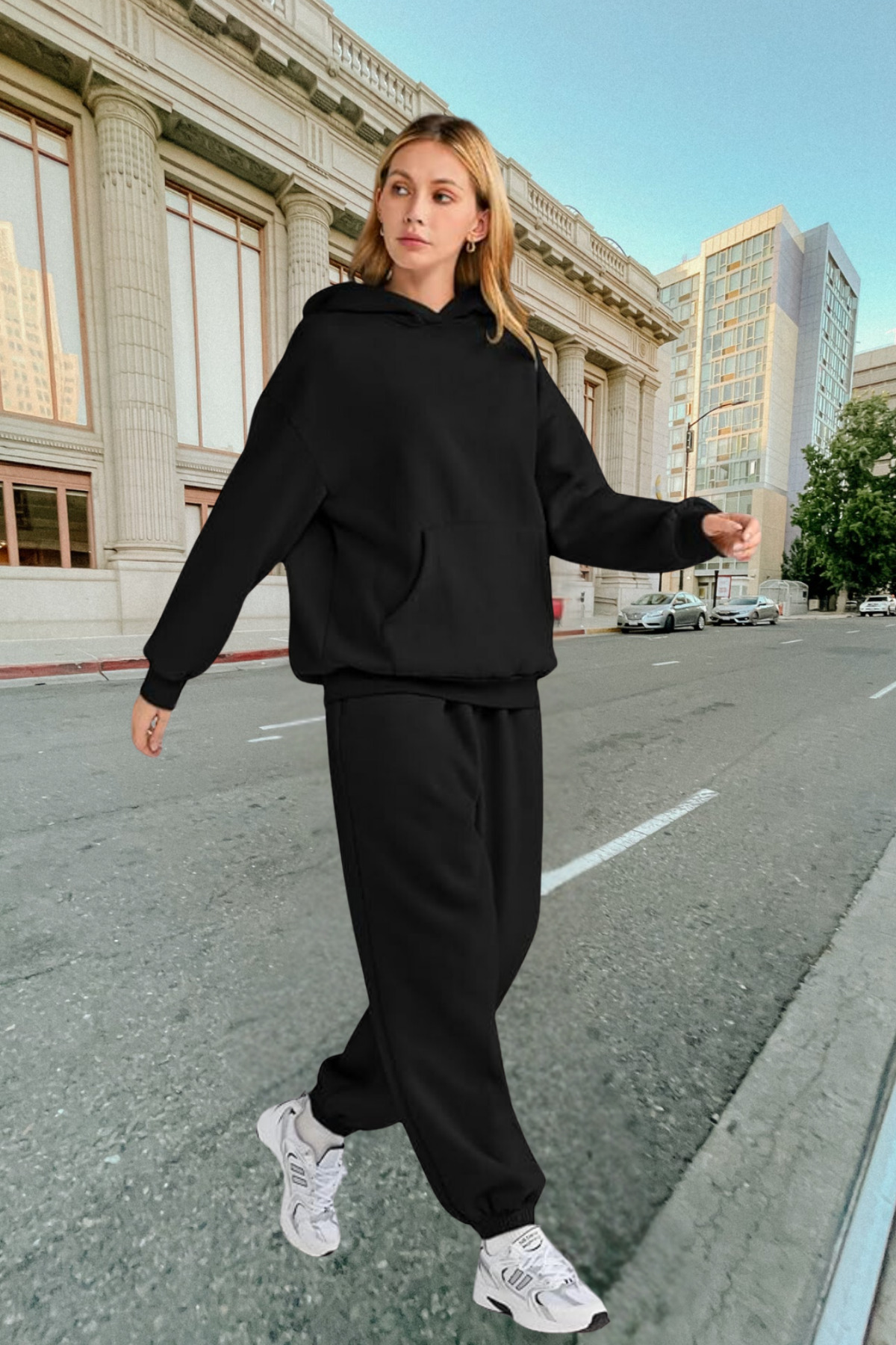 BSBSPOR Baggy Eşofman Altı Jogger Rahat Kesim Yeni Moda Kadın Erkek Siyah Gri görsel 2