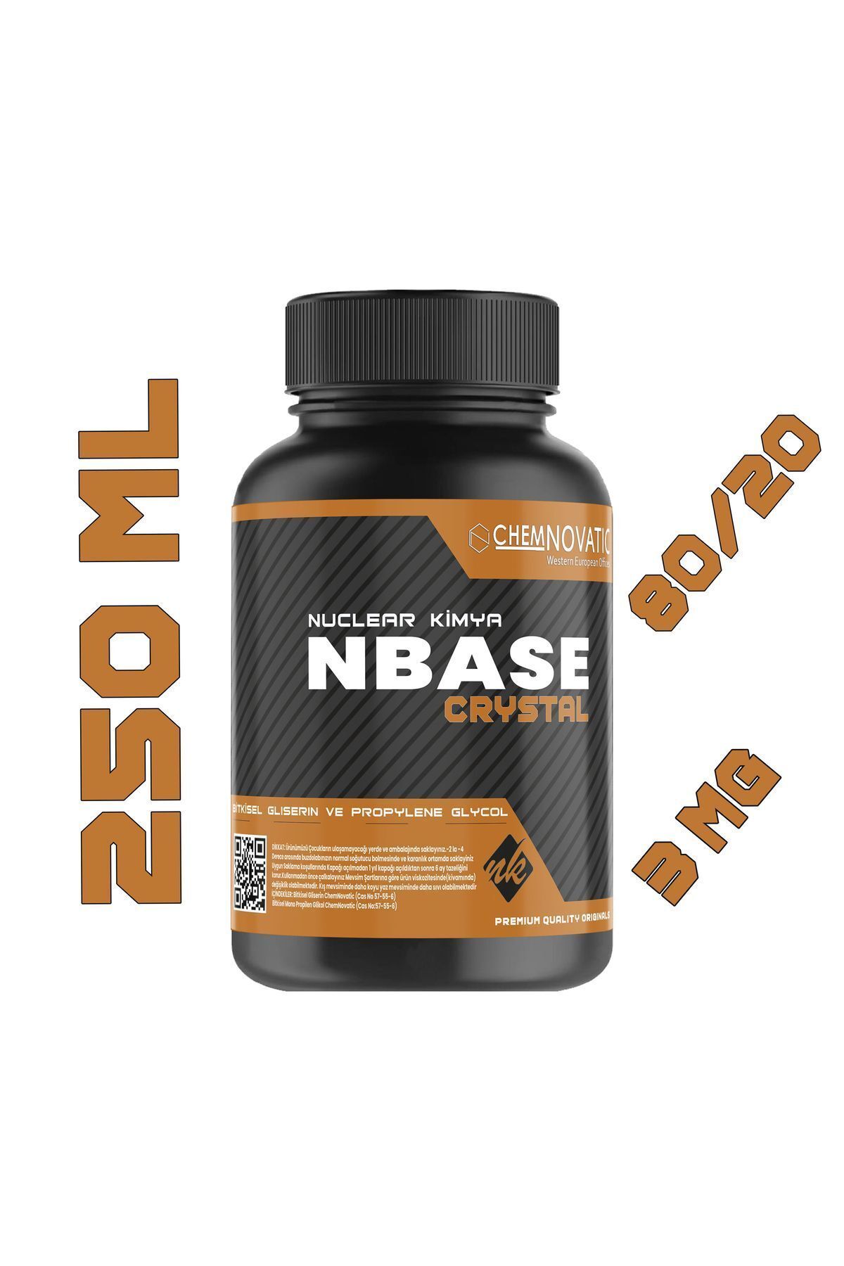 nuclear kimya Chem Base 250 ml Vg Pg 80-20 3 Mg Sertlik Oranı Gliserin Propilen Glikol Base