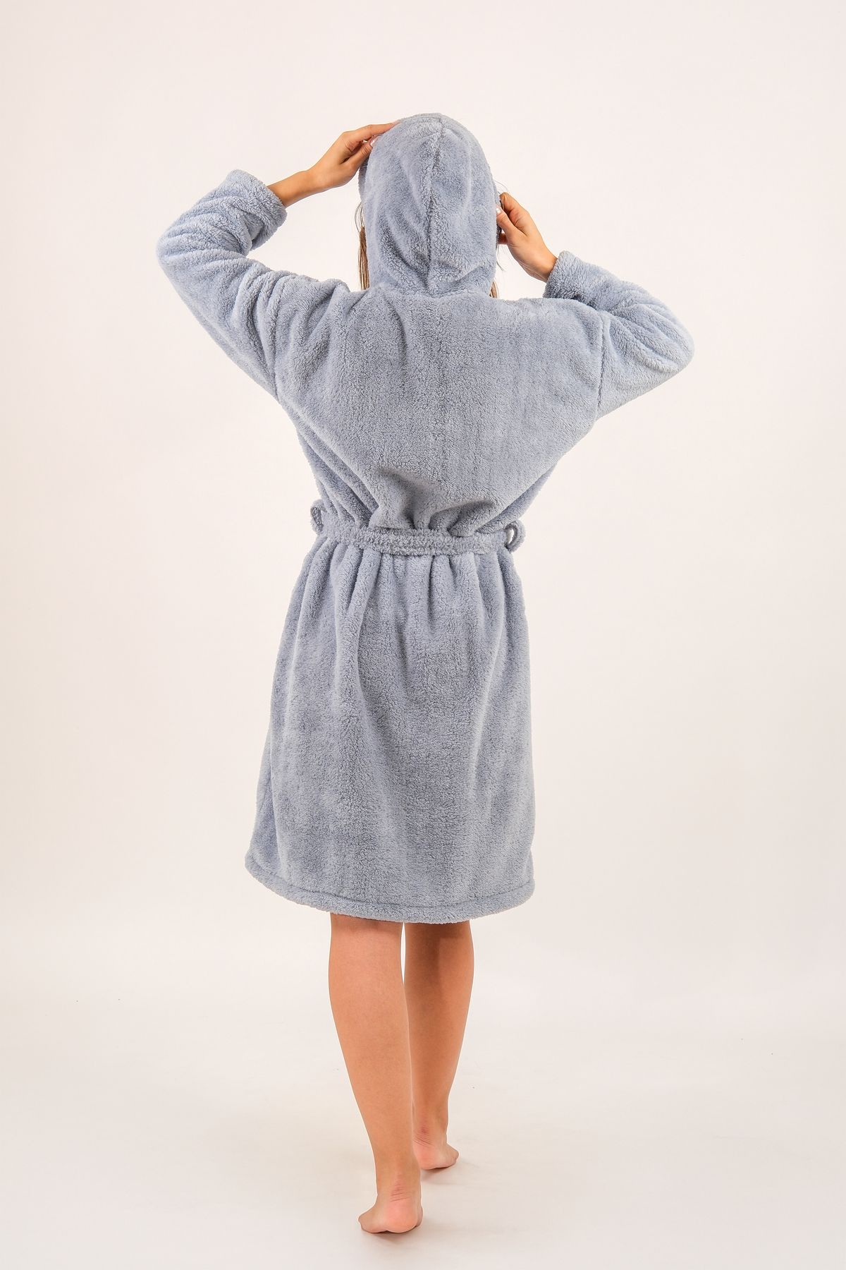 Dotamess-Hooded Wellsoft Plush Dressing Gown Home Wear 3