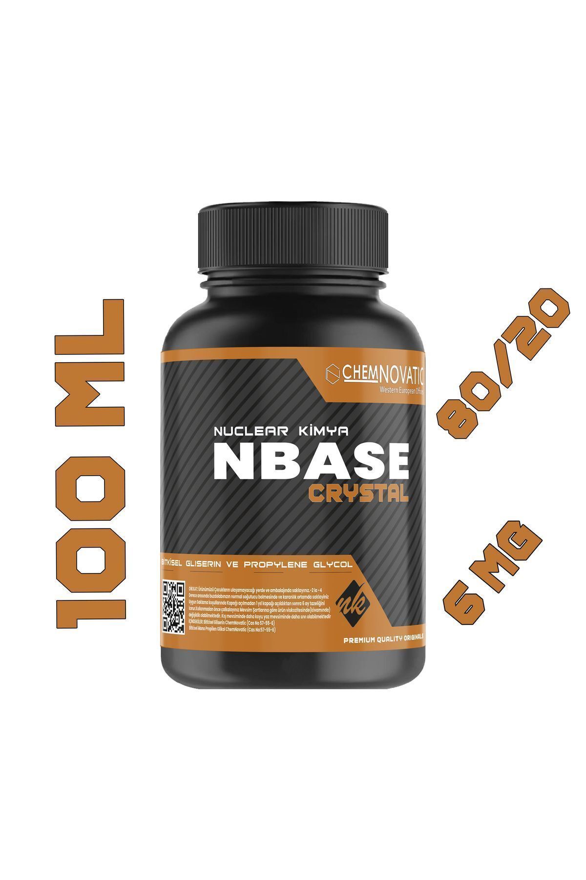 nuclear kimya Chem Base 100 ml Vg Pg 80-20 6 Mg Sertlik Oranı Gliserin Propilen Glikol Base