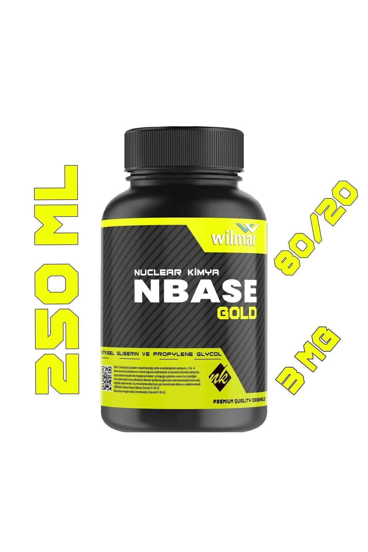 nuclear kimya Gold Base 250 ml Vg Pg 80-20 3 Mg Sertlik Oranı Gliserin Propilen Glikol Base