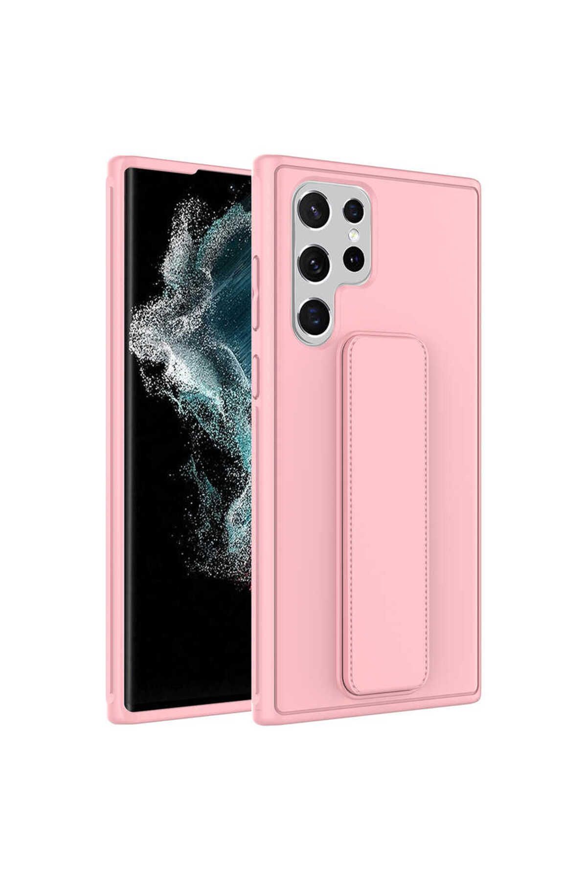 gaappy Pstand Serisi Samsung Galaxy S22 Ultra Pembe Kapak