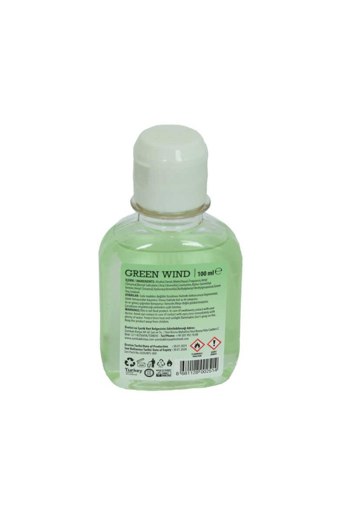 KTYRA52 Yeşil Çaylı Kolonya Green Wınd Eau De Cologne 80 Derece 100 ML