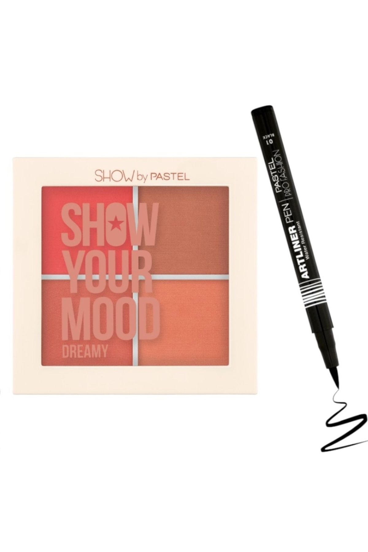 Show by Pastel Allık Seti 442 Dreamy + Artliner Pen - Artliner Kalem 01 Black