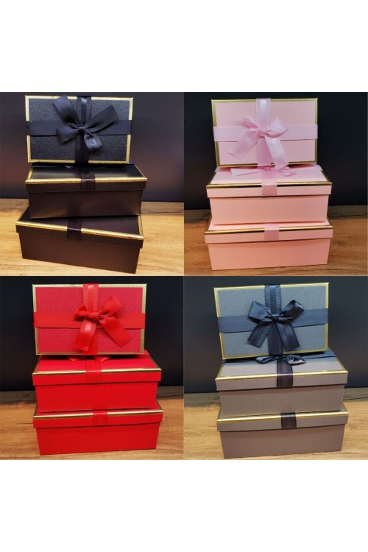 Mu Art Ahşap Kare Hediyelik 3'Lü Kutu Set