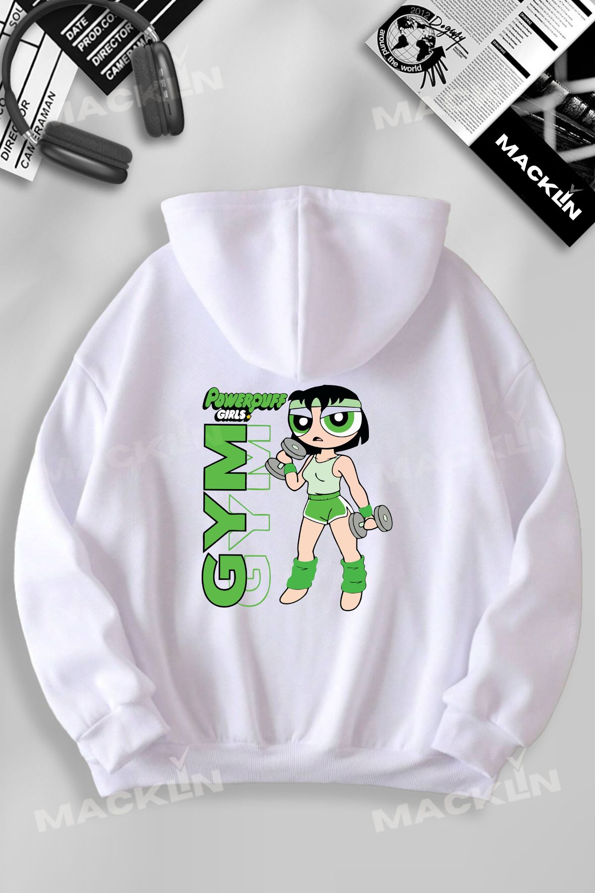 darkopia Kadın PowerPuff Girl GYM Baskılı Kapüşonlu Basic Sweatshirt