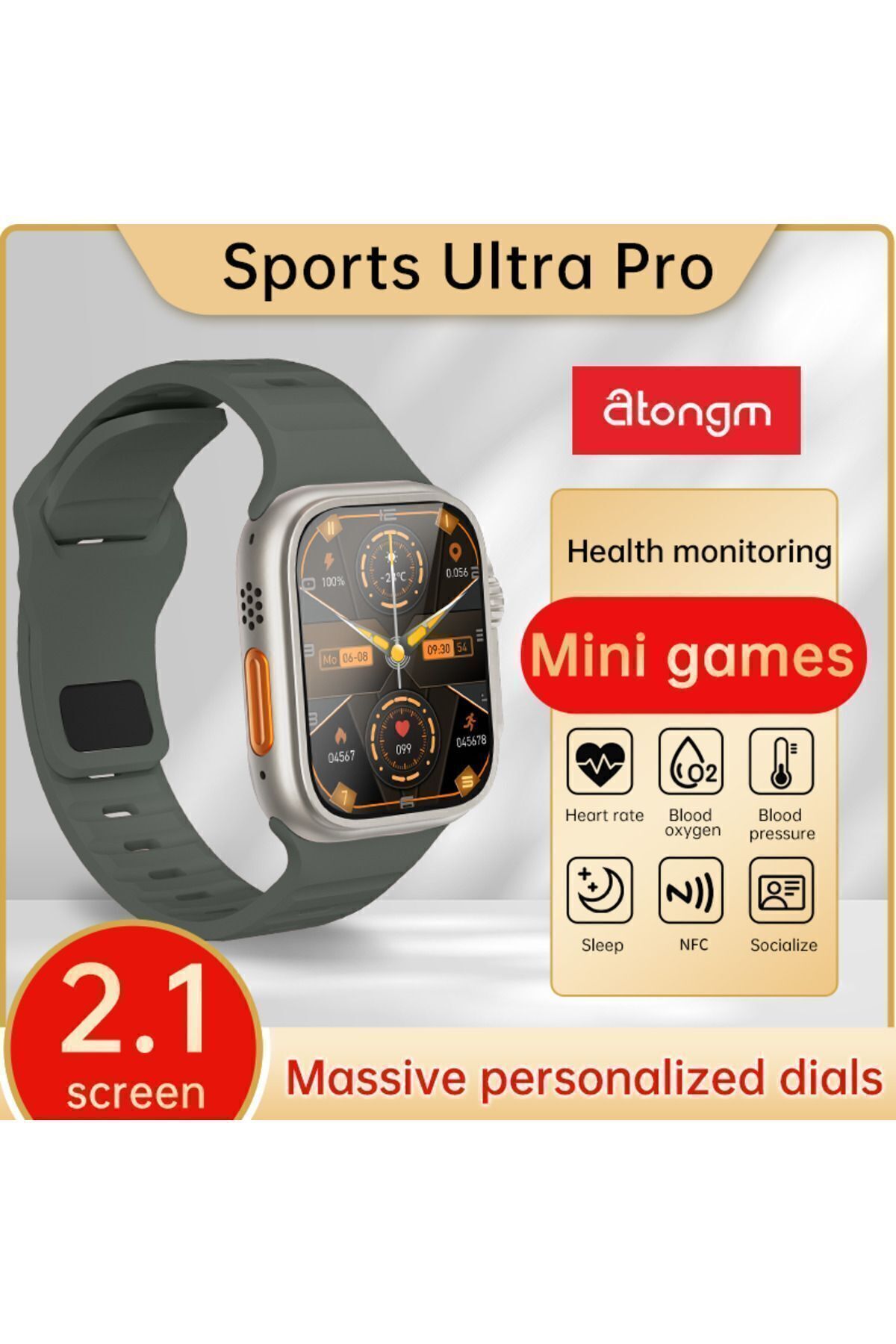 Atongm Distribütörden Sports Watch Ultra Ip68 Pro Su Geçirmez