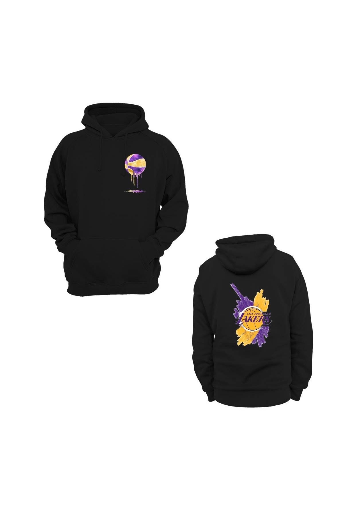 Hobi Dünyam LA Lakers Baskılı %100 Pamuk, 3 Ipl. Şardonlu, Içi Polar, Çok Kalın Hoodie